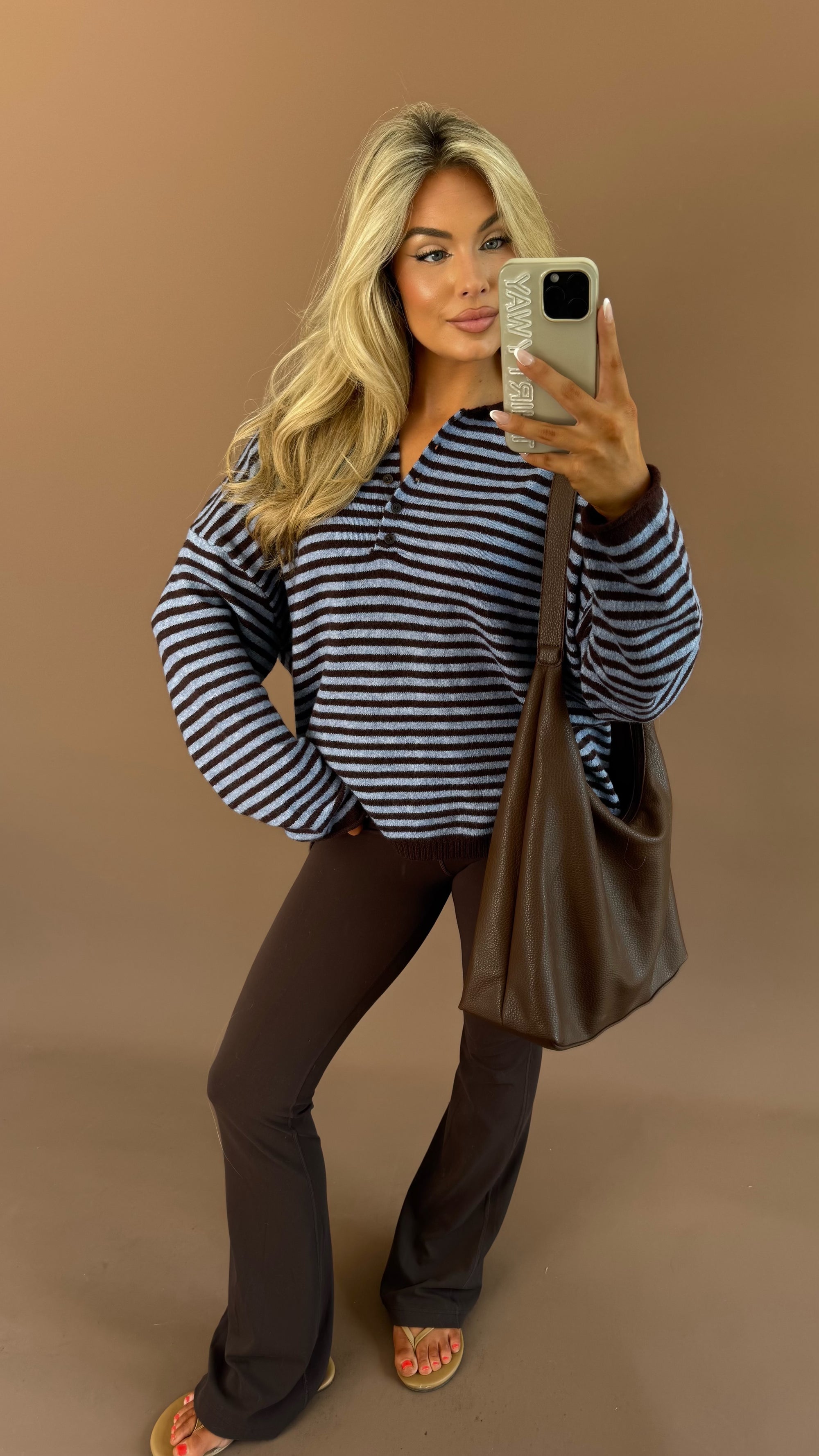 COLD BREW STRIPED SWEATER BROWN