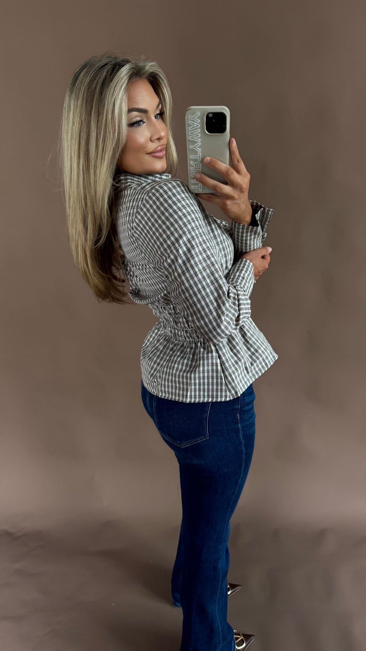MARLOW PLAID SMOCKED TOP