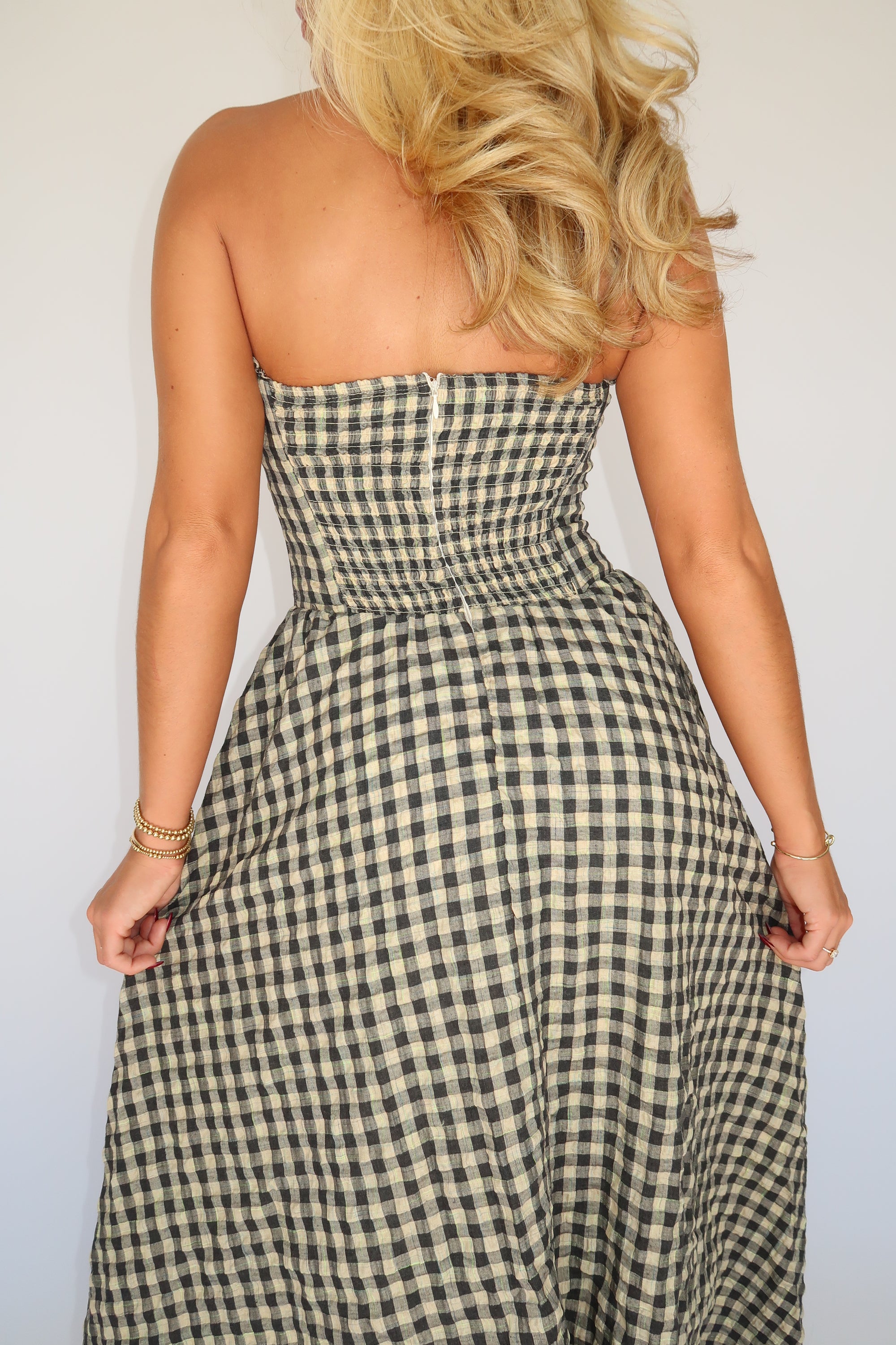 FLORENCE GINGHAM DROP WAIST MAXI DRESS