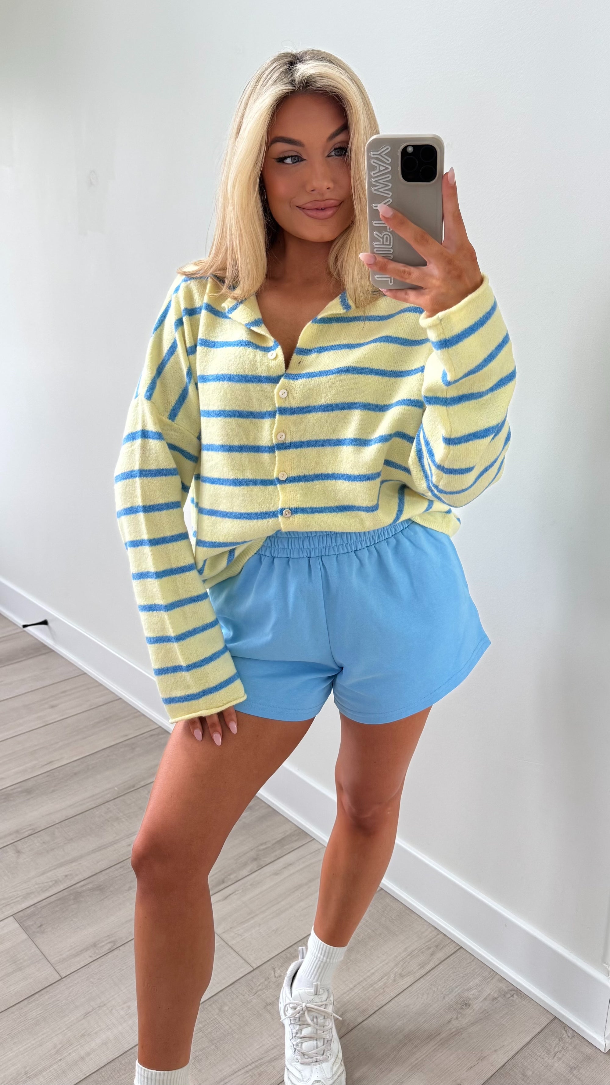 EAST COAST CARDIGAN LEMON/BLUE STRIPE