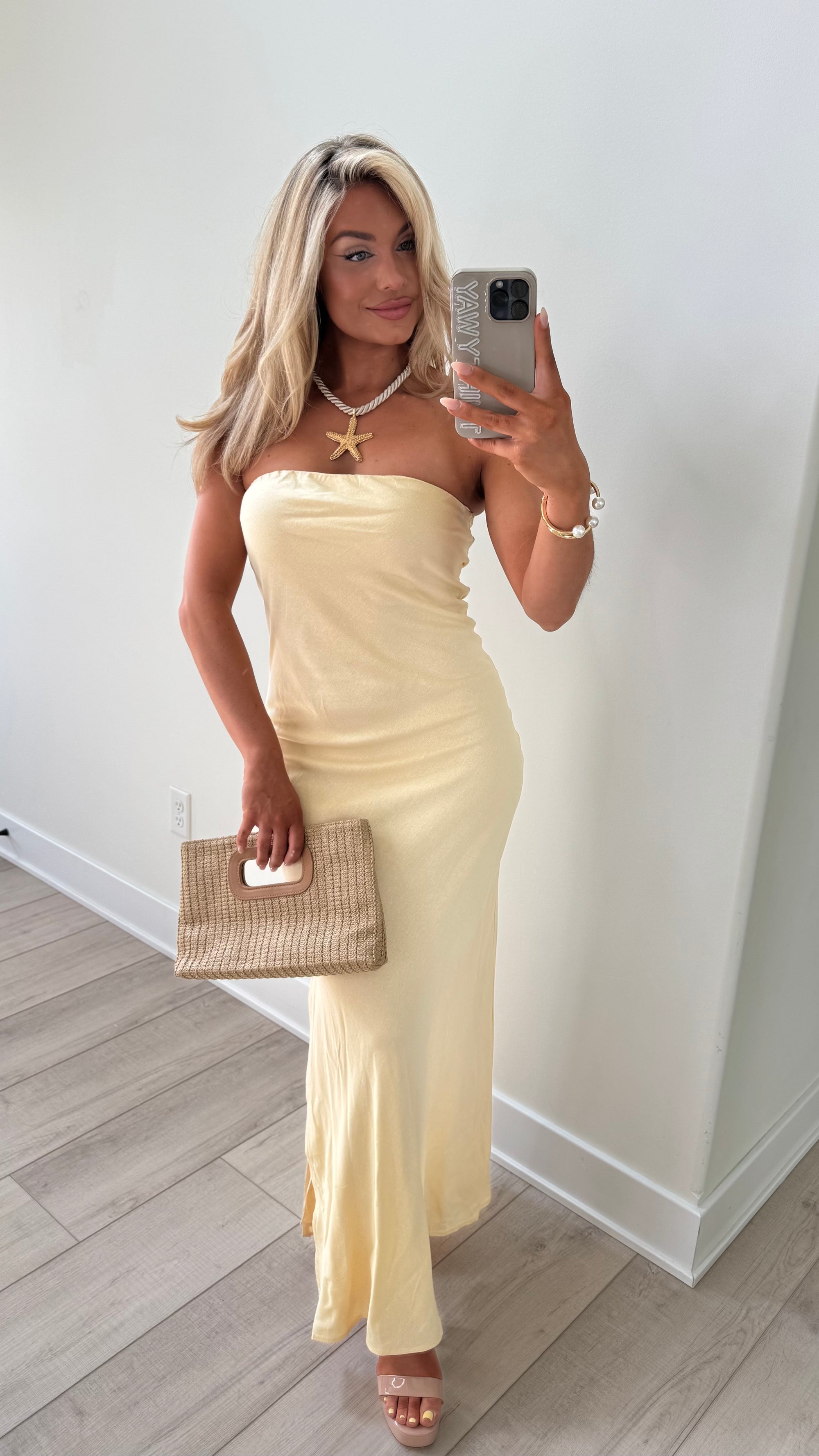 HUNNIE STRAPLESS MAXI DRESS BUTTER