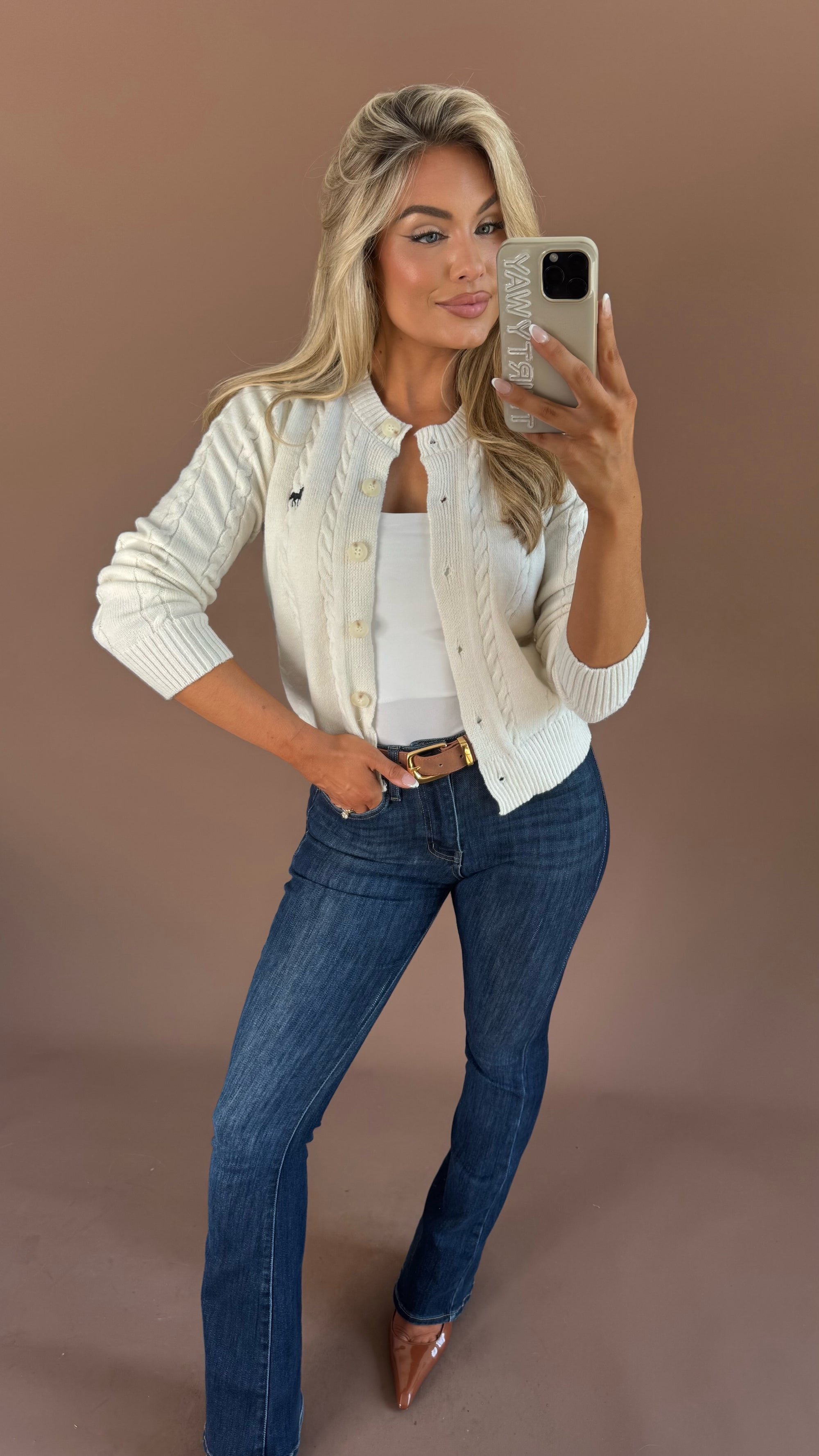 (PRE-ORDER EST SHIP AUG 14th) HARVARD HORSE EMBROIDERED CARDIGAN