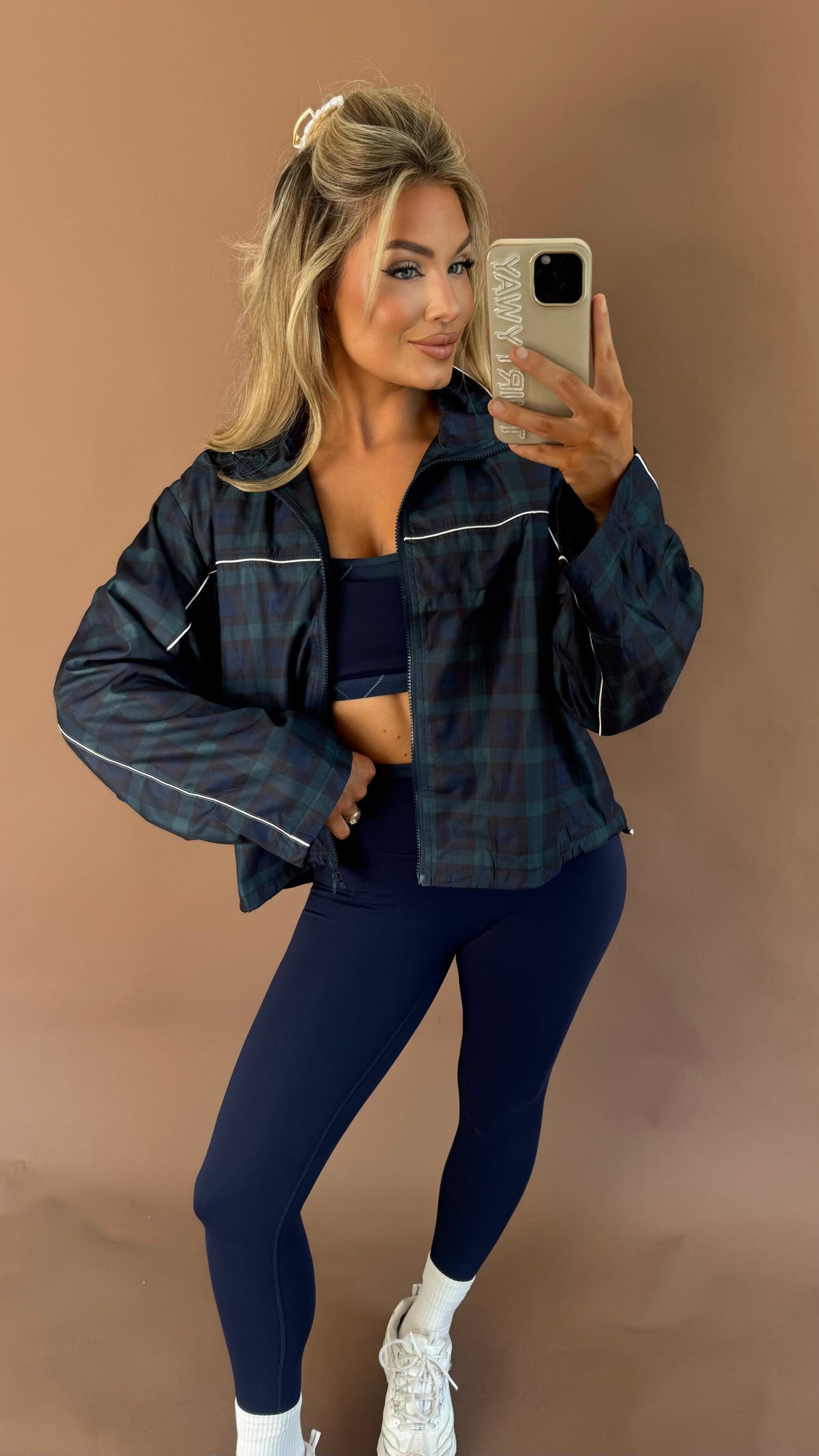 MILLIE PLAID WINDBREAKER NAVY