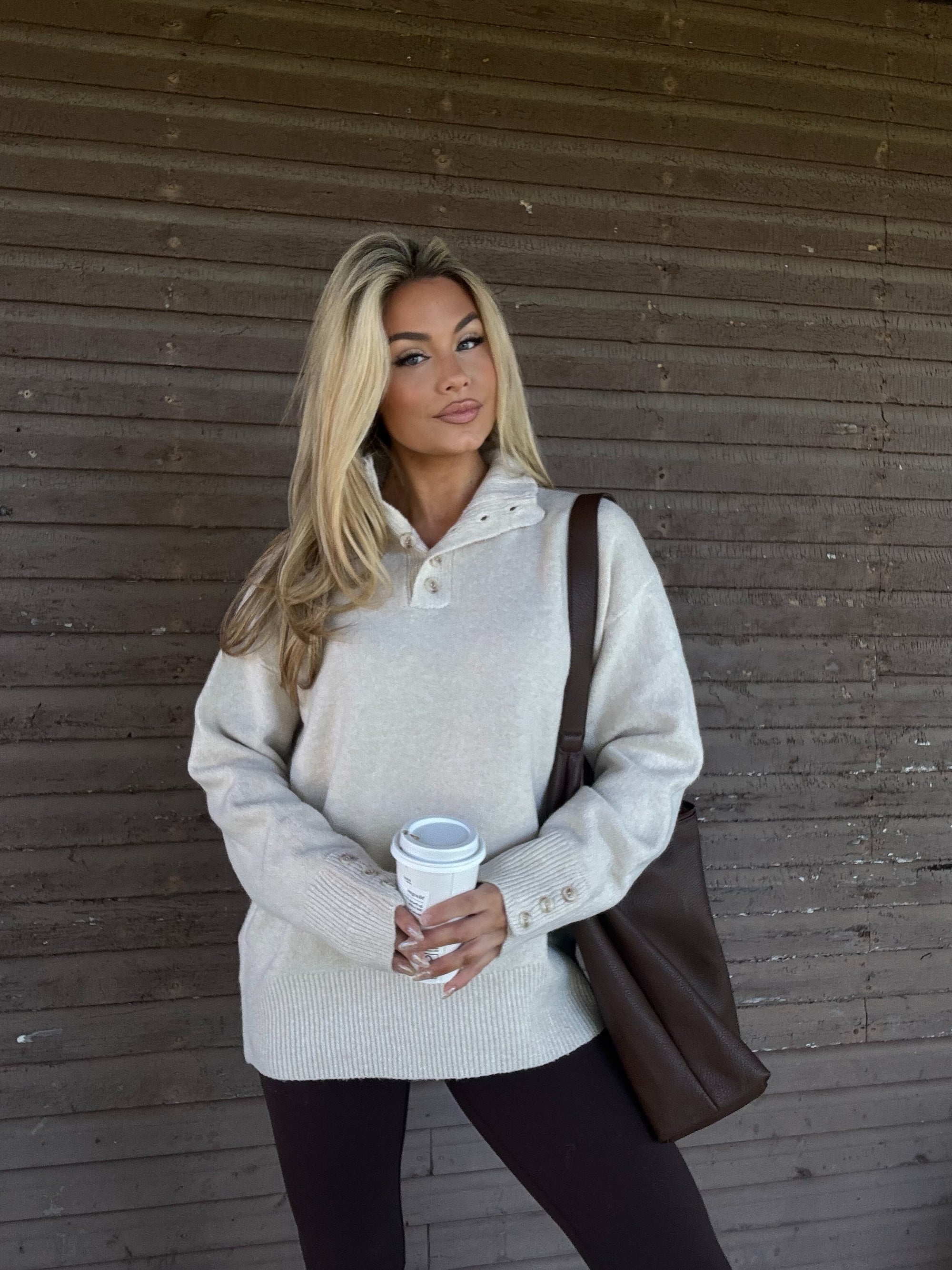 GROVE COLLARD PULLOVER OATMEAL