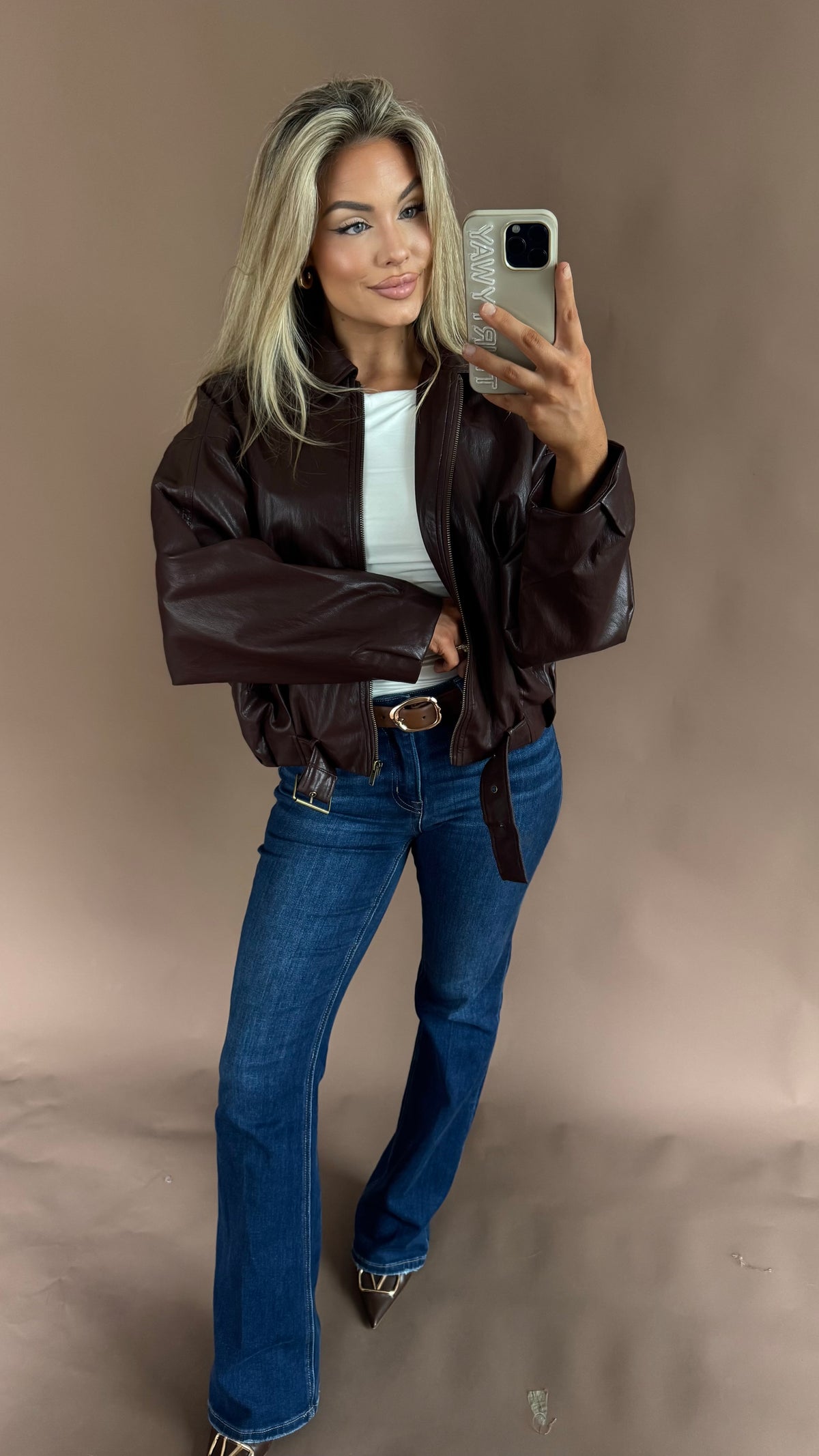 HAILEY FAUX LEATHER JACKET DEEP BURGUNDY