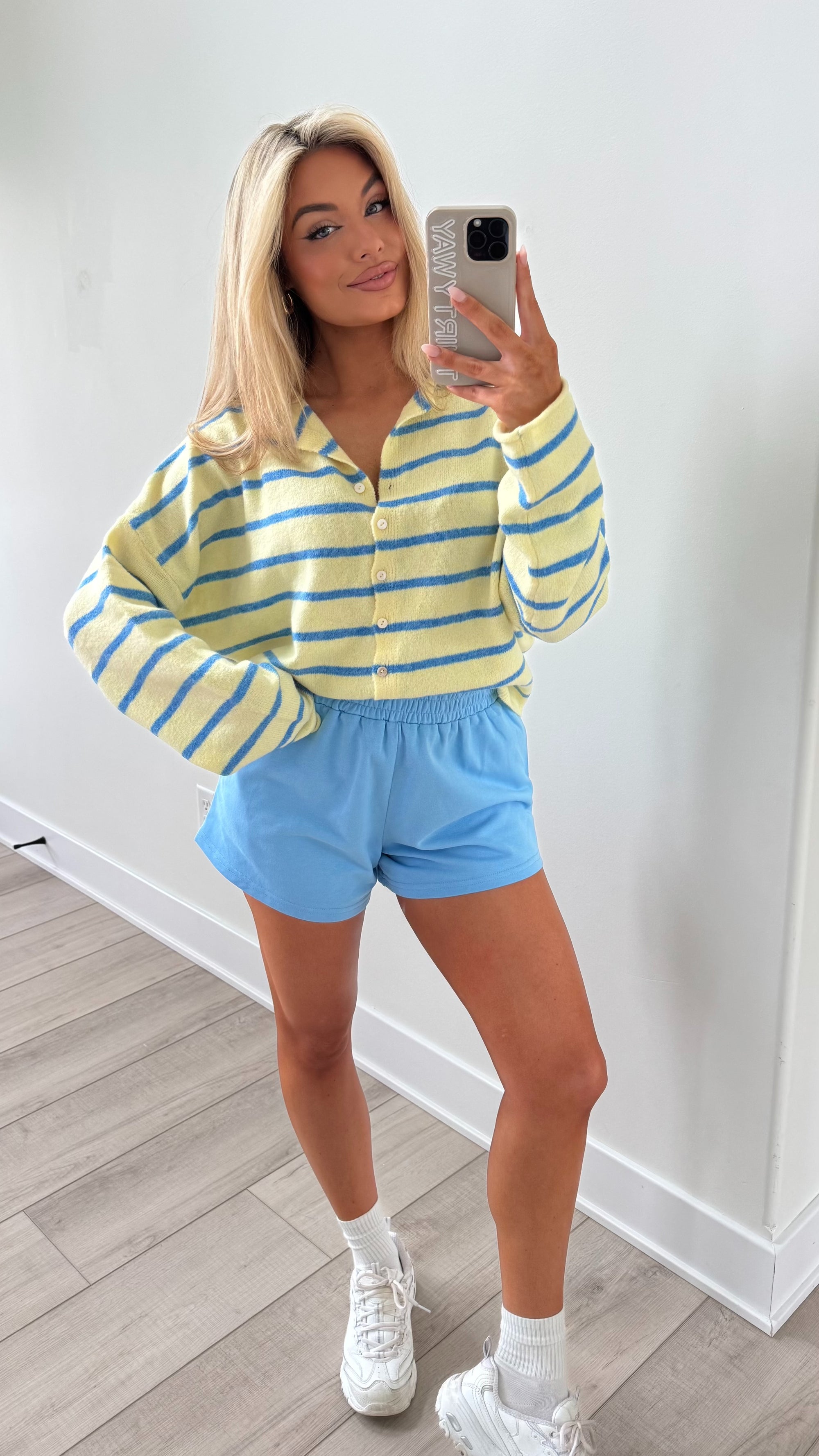 EAST COAST CARDIGAN LEMON/BLUE STRIPE
