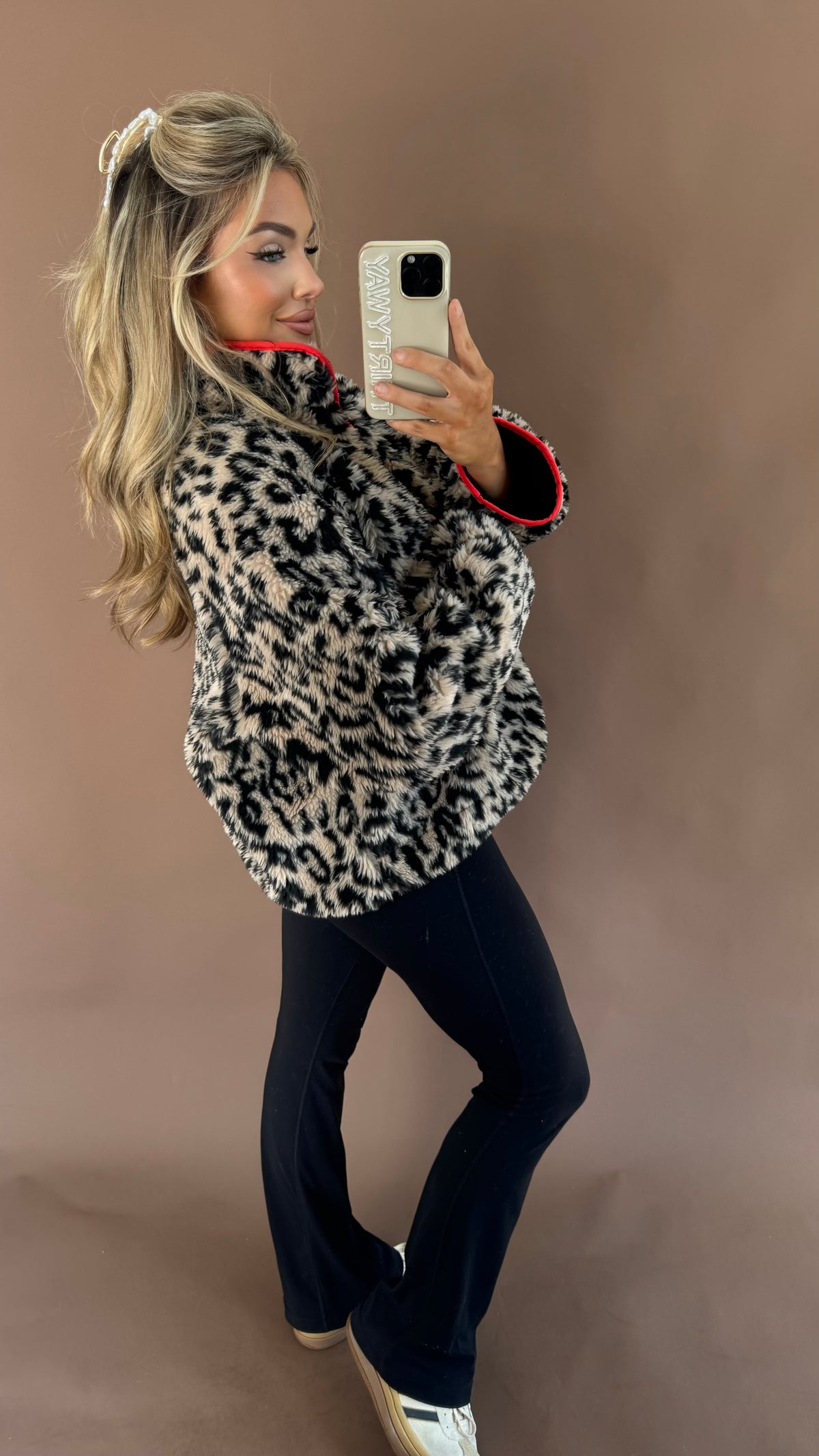 LEOPARD FLEECE PULLOVER
