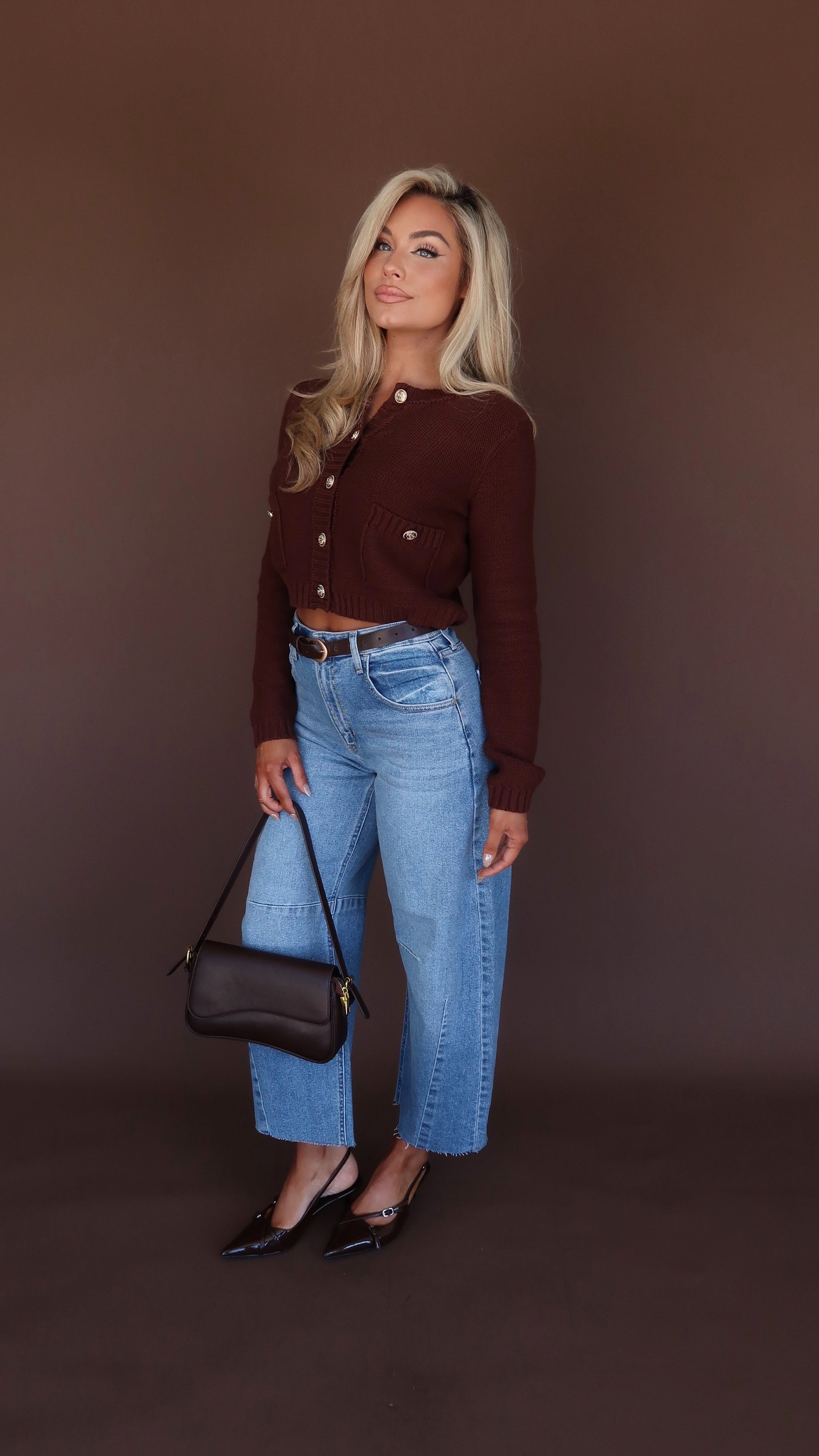 OAKLYN KNIT CARDIGAN BROWN