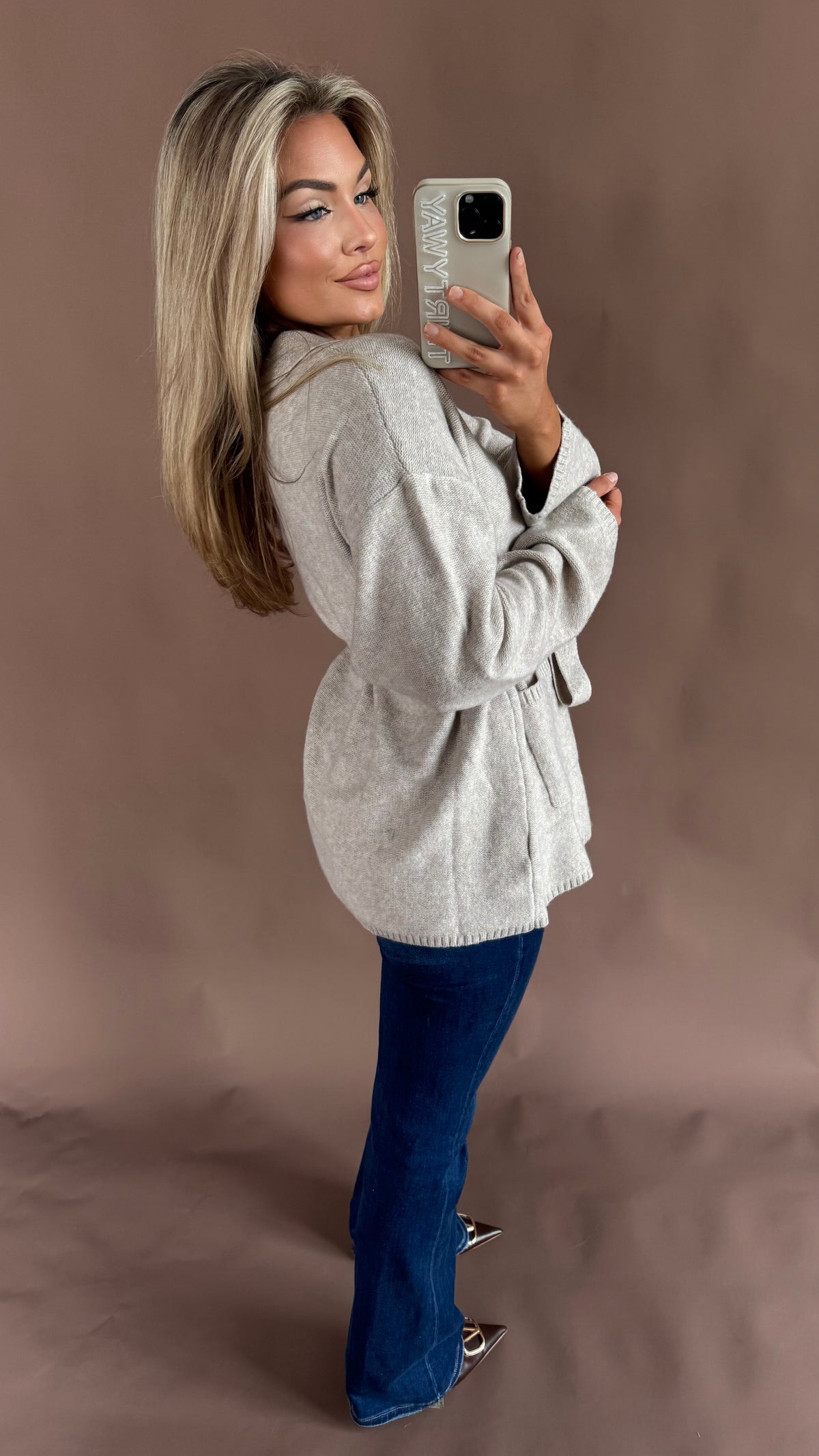 CAPPUCCINO OATMEAL WRAP CARDIGAN