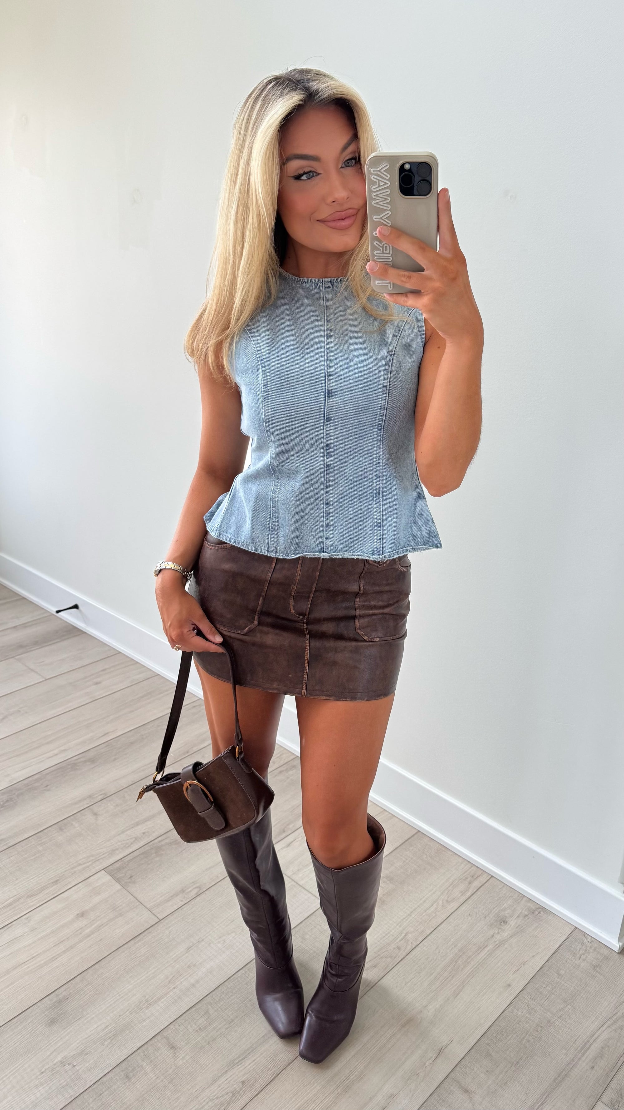 COLETTE OPEN BACK DENIM TOP