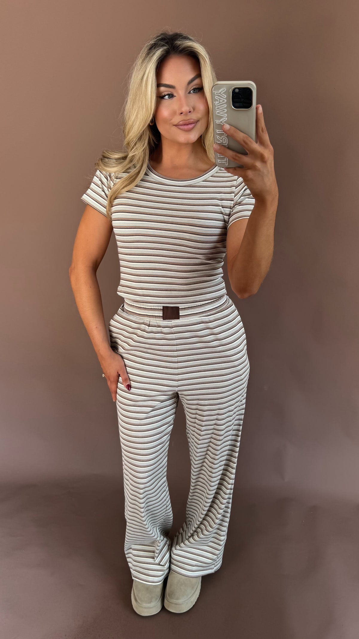 MAPLE HUES STRIPED LOUNGE PANT SET