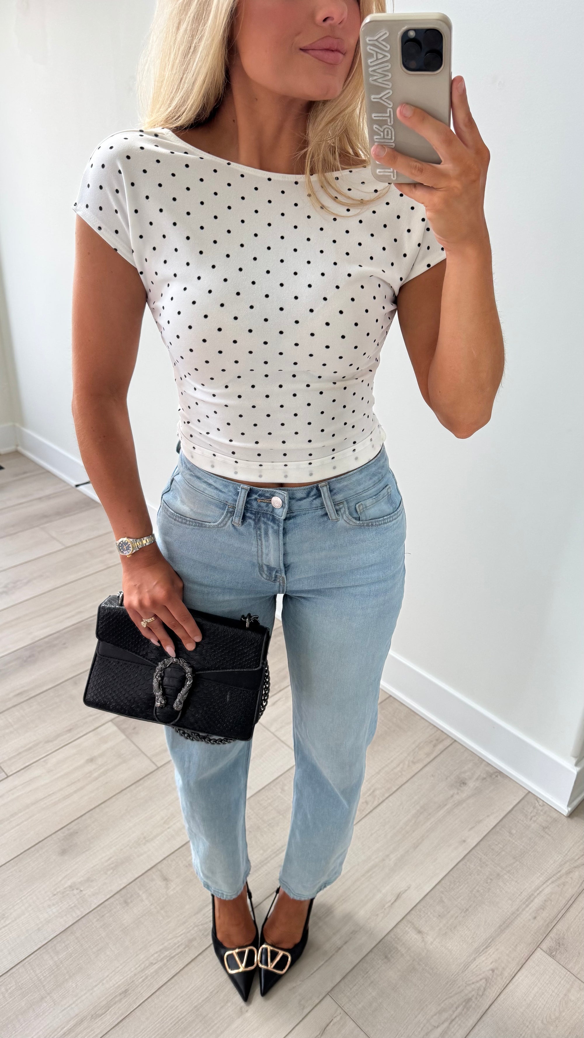 MARYLIN POLKA DOT OPEN BACK TOP