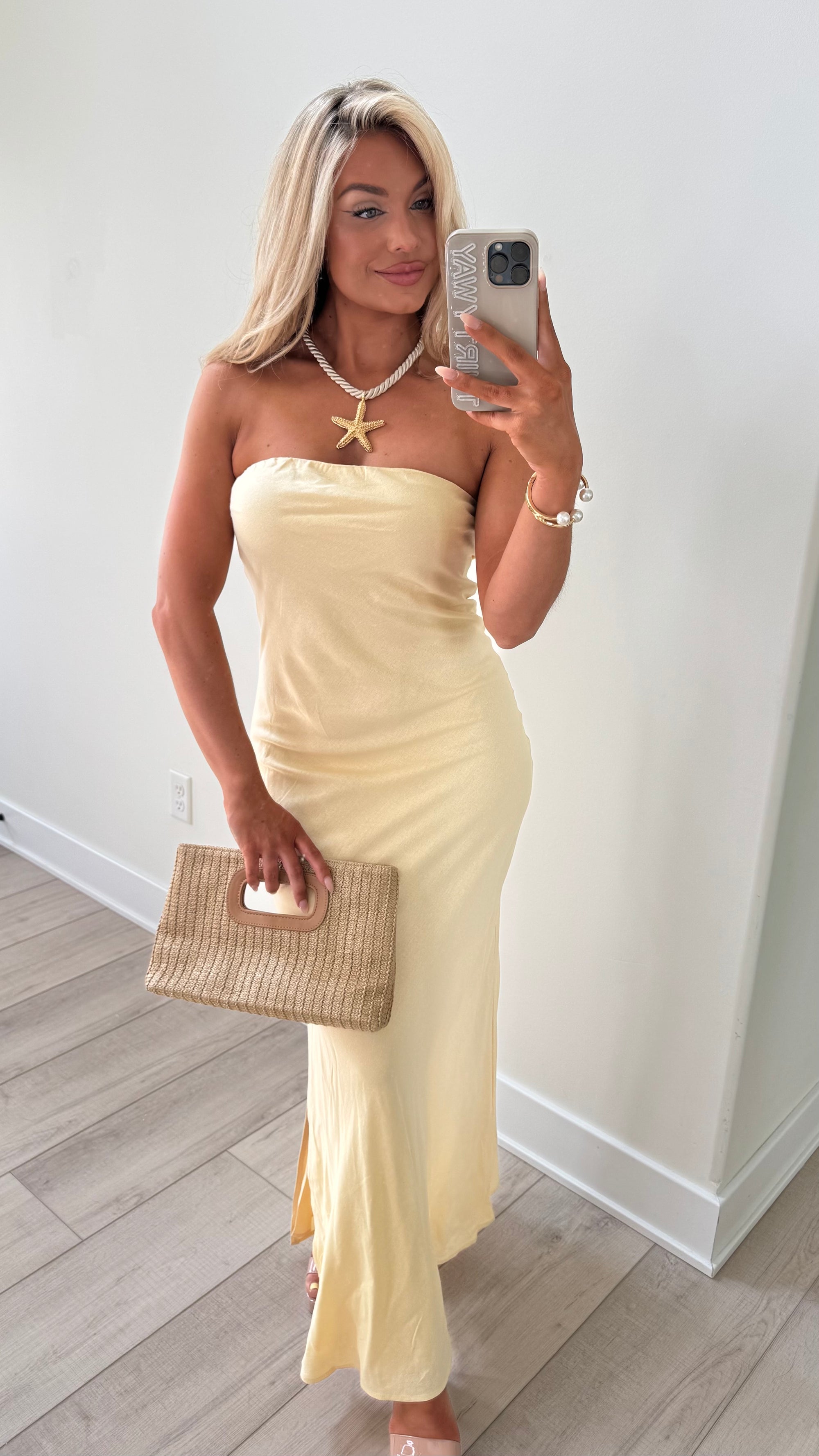 HUNNIE STRAPLESS MAXI DRESS BUTTER
