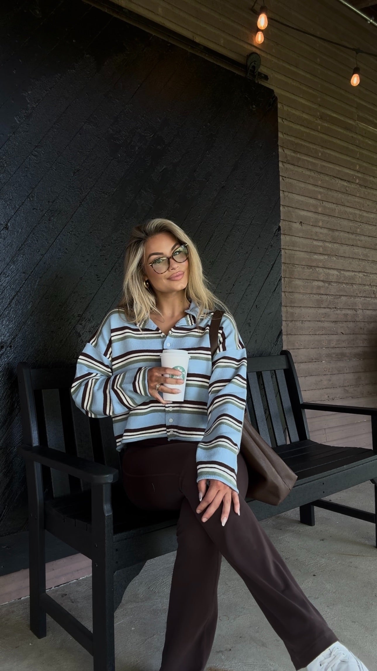CEDAR MULTI STRIPED CARDIGAN BABY BLUE