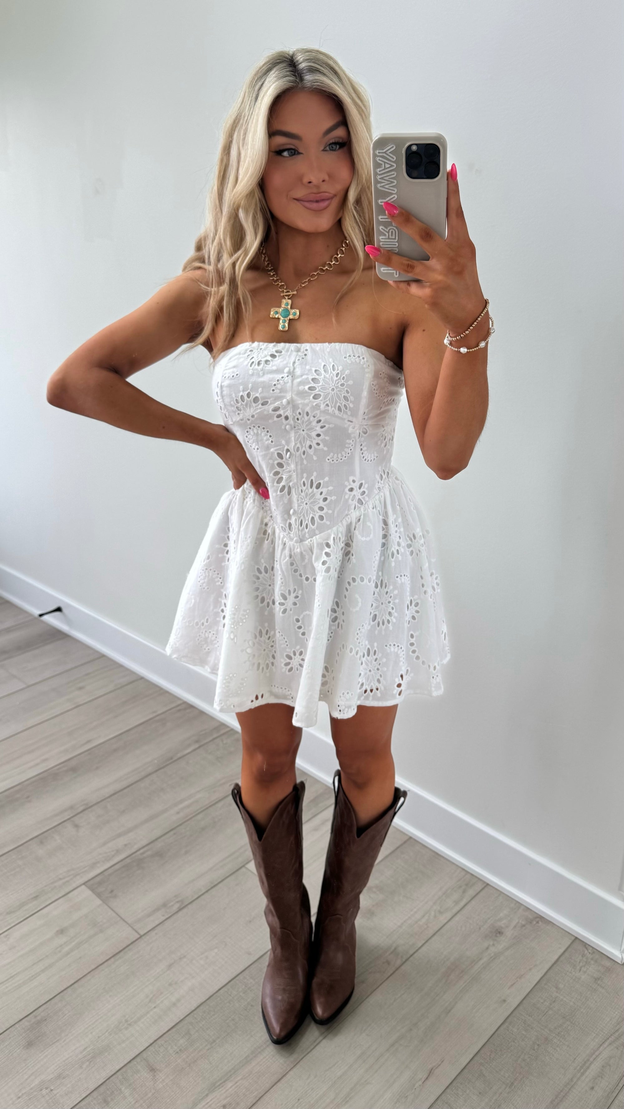 DAKOTA EYELET MINI DRESS