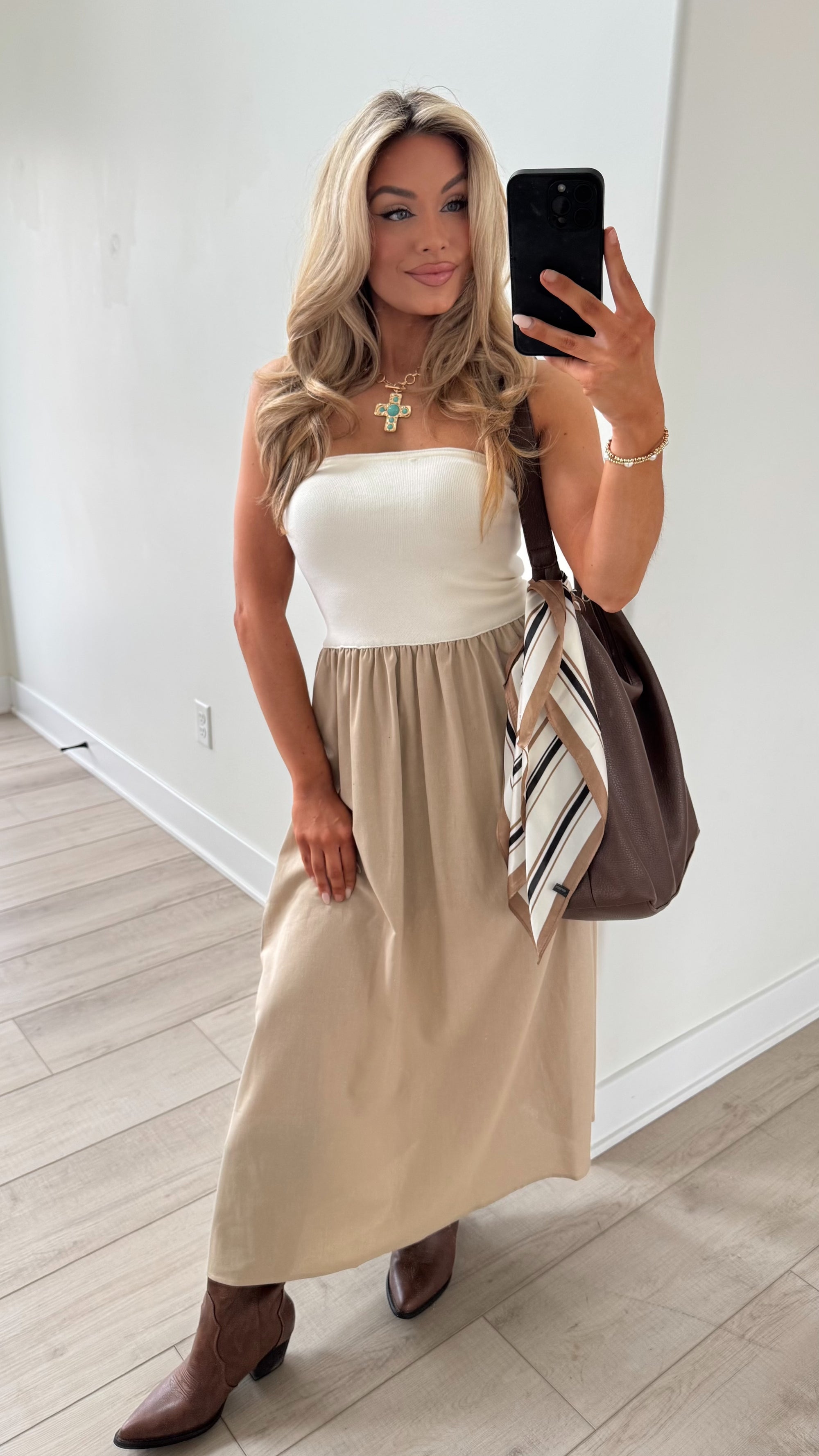 FORT WORTH STRAPLESS MAXI TAN