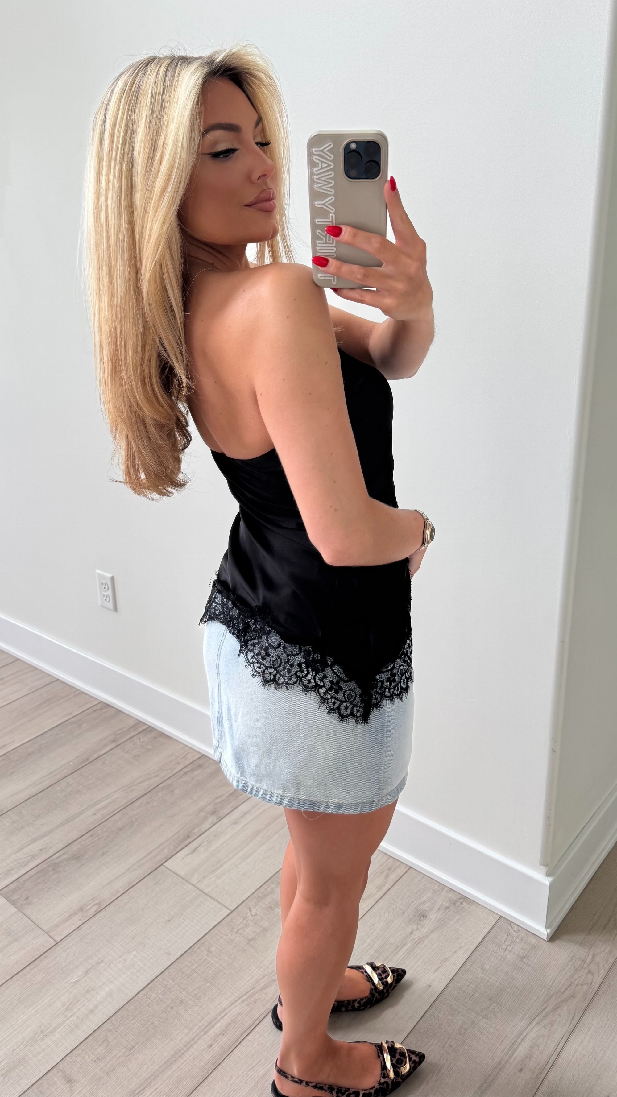LACIE SILK STRAPLESS TOP BLACK