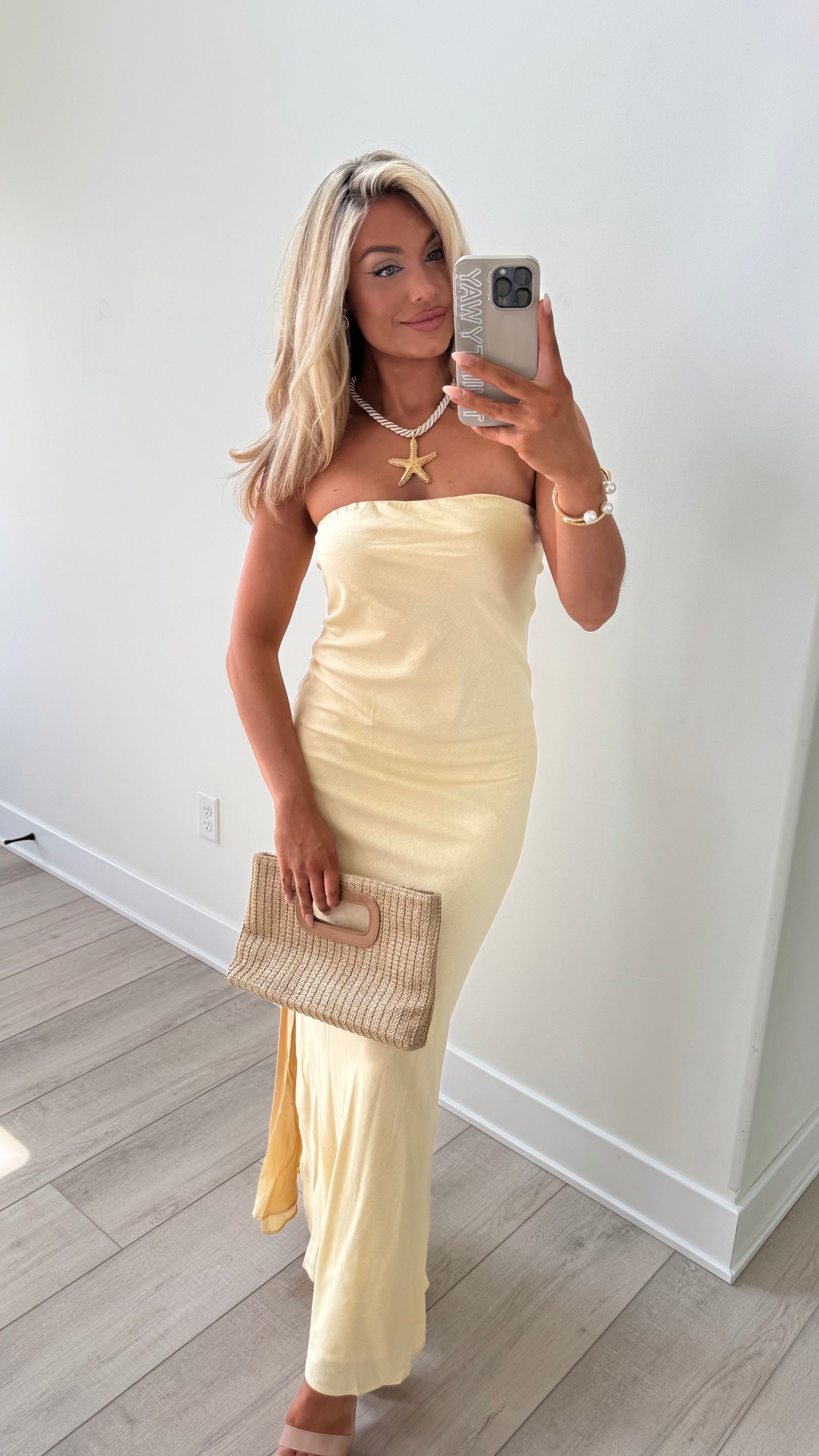 HUNNIE STRAPLESS MAXI DRESS BUTTER