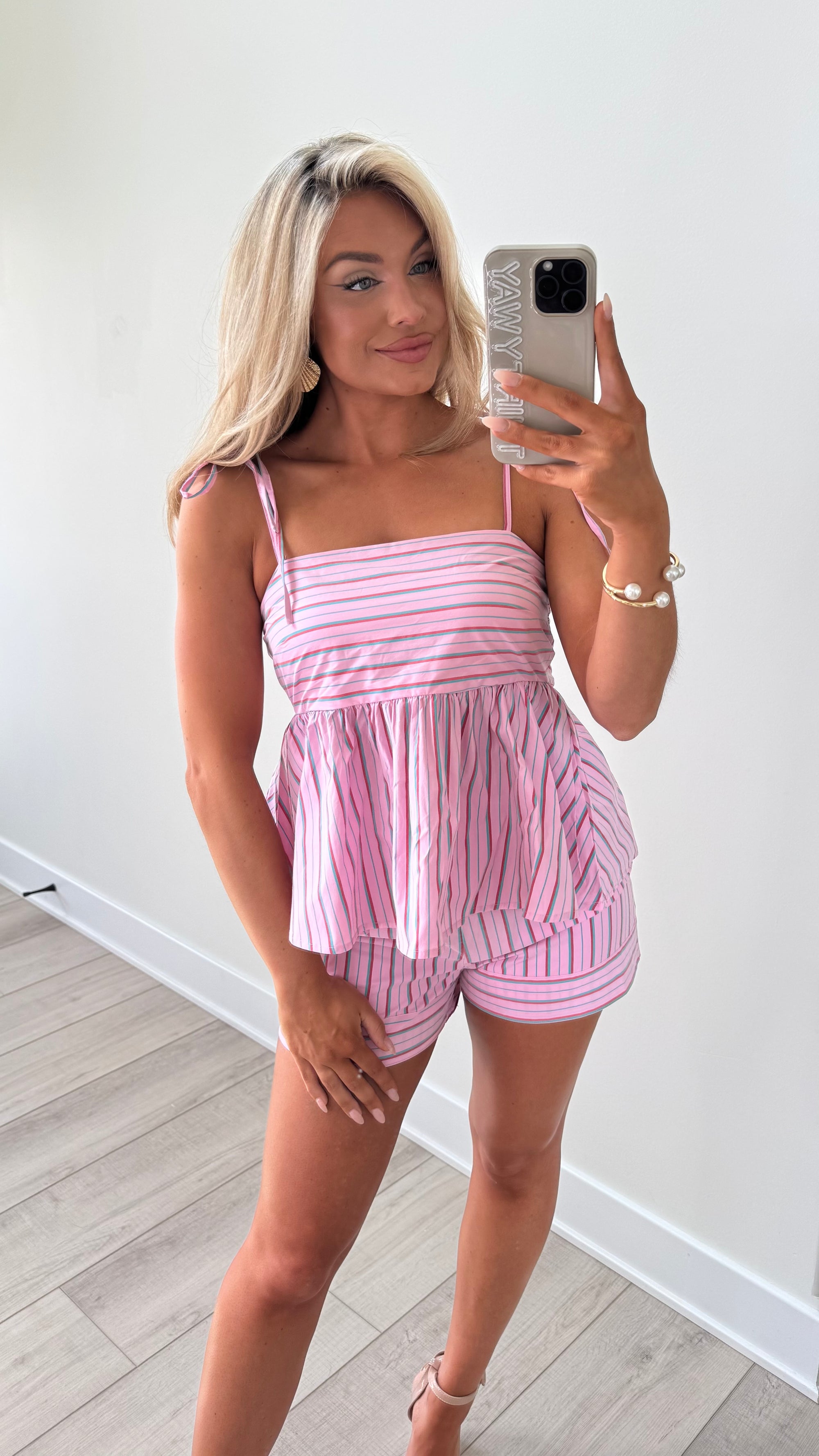 SANTA ROSA PEPLUM TANK PINK