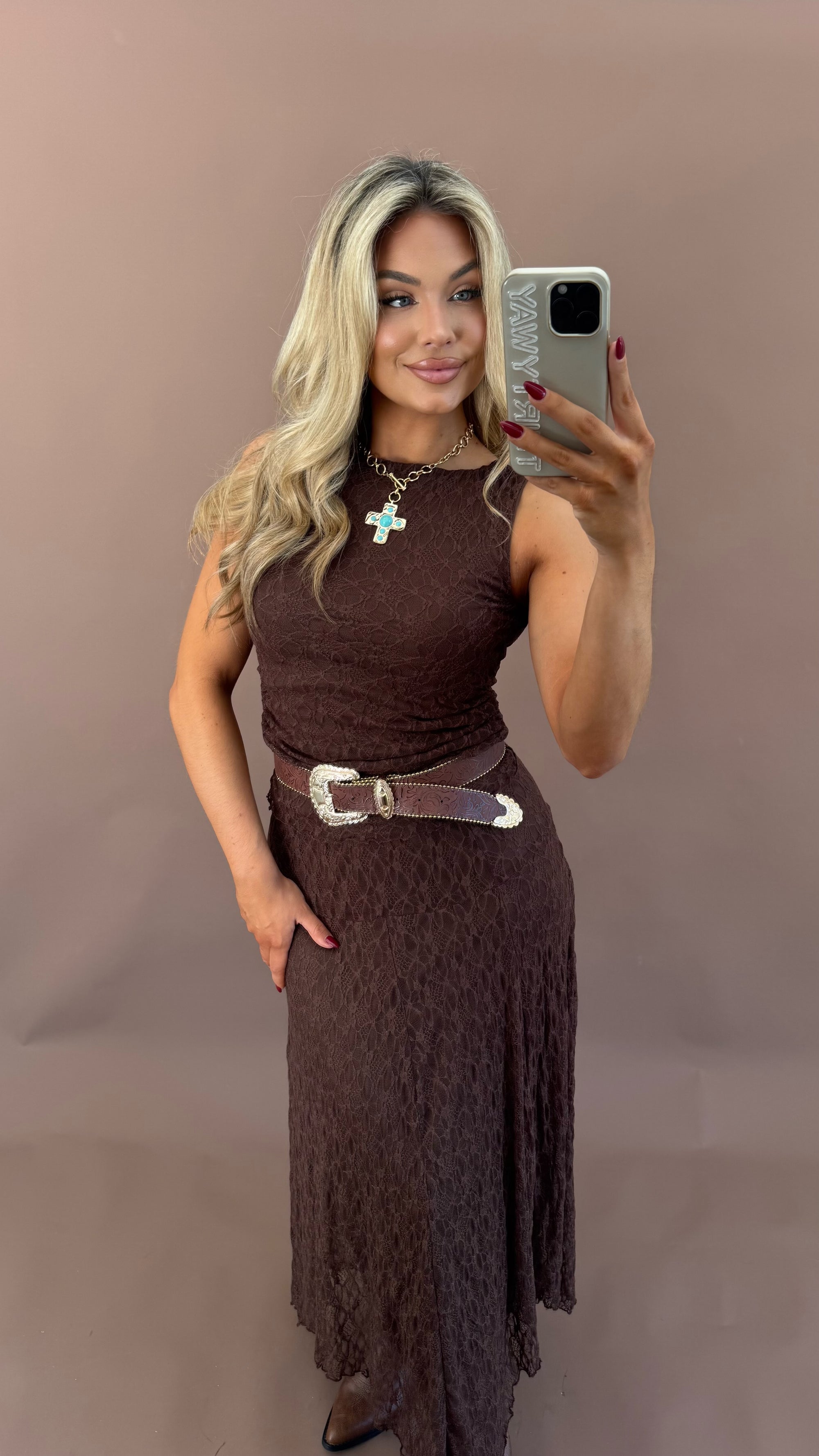 LACE TOP BROWN