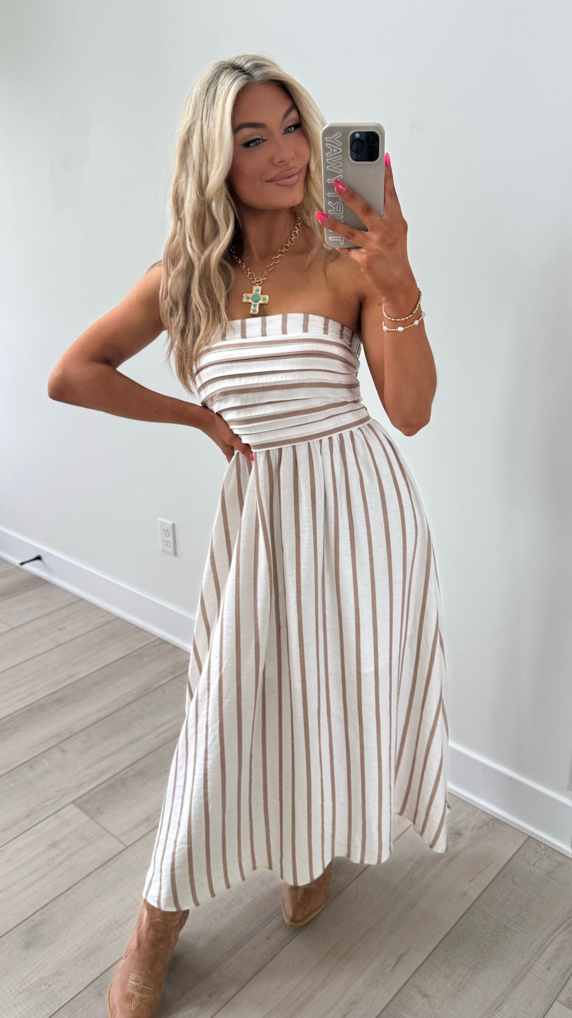 STETSON STRIPED MIDI DRESS
