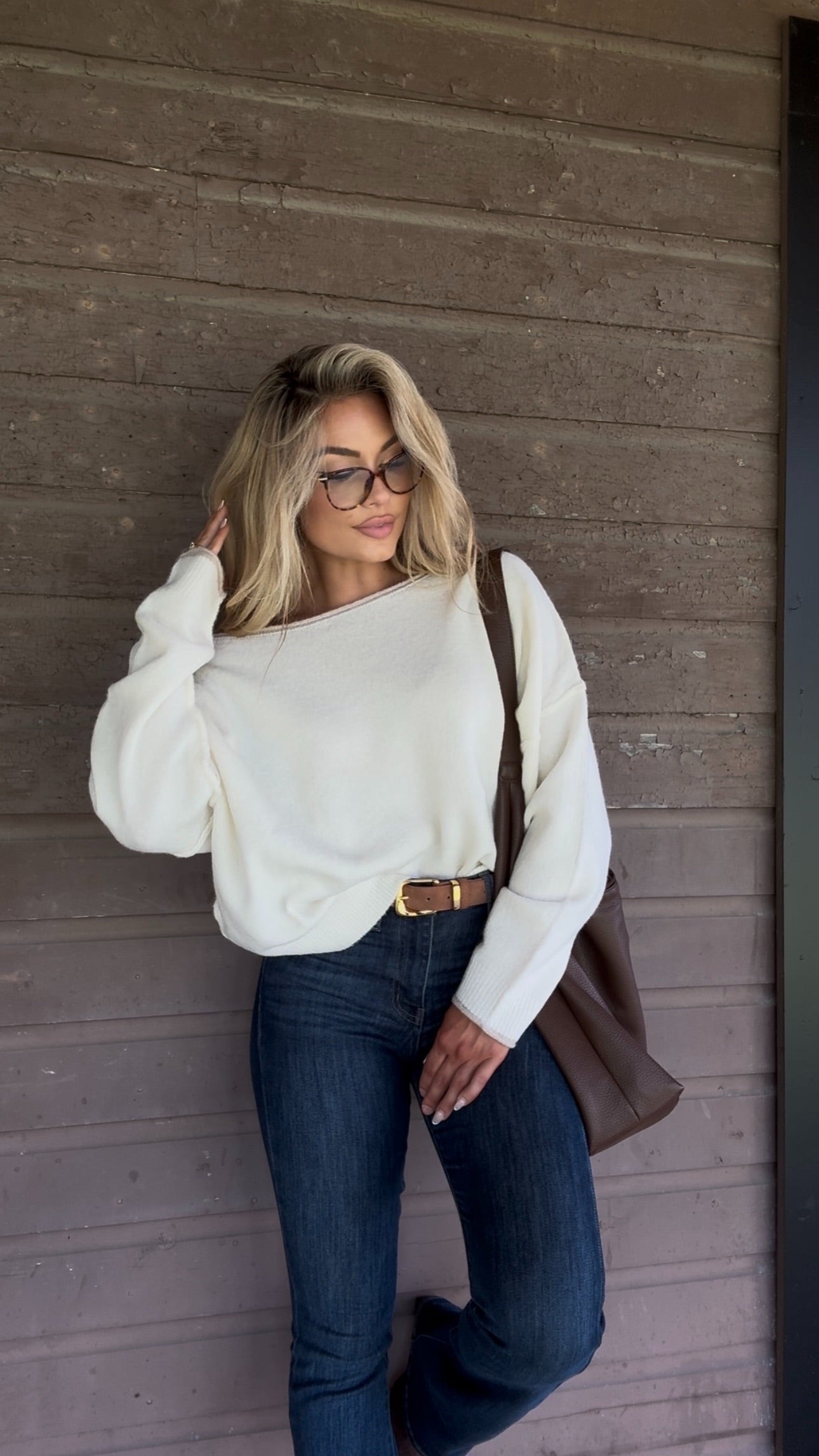 PRE-FALL BOAT NECK SWEATER CREAM