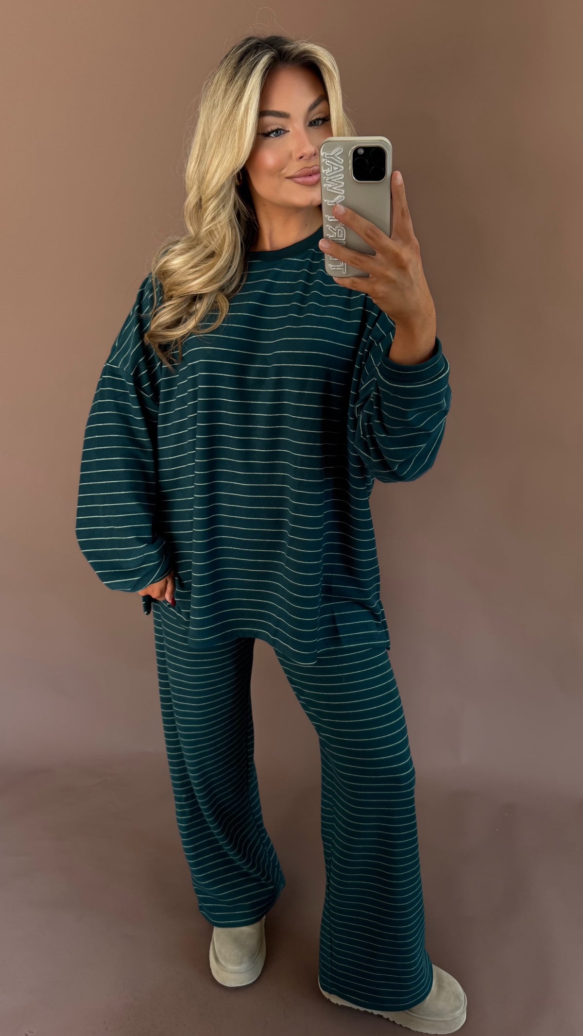CABIN FEVER OVERSIZED FLEECE TOP HUNTER GREEN