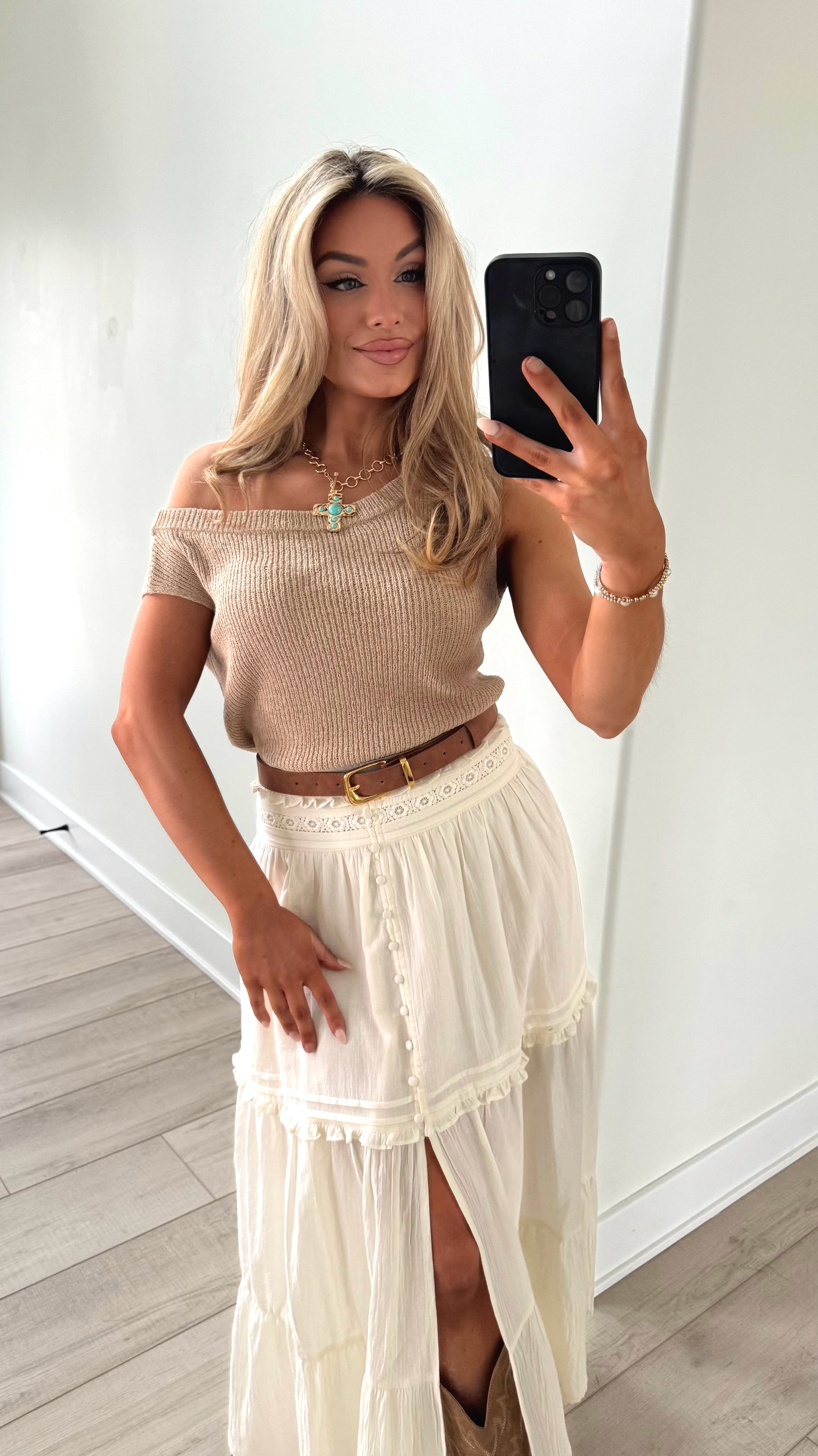 SADELLE KNIT TOP TAUPE