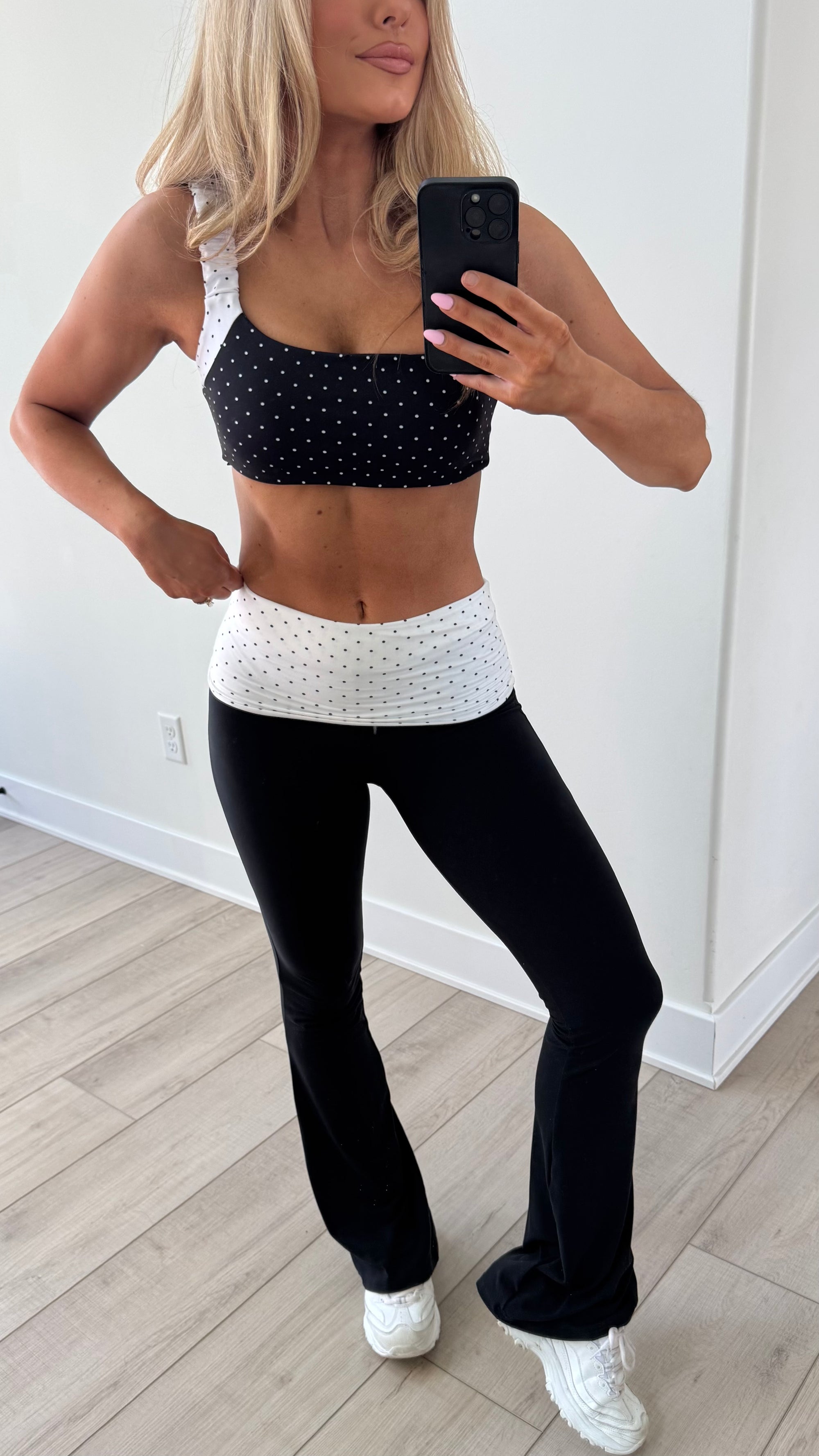 CLASSIC POLKA DOT FOLDOVER FLARE PANTS