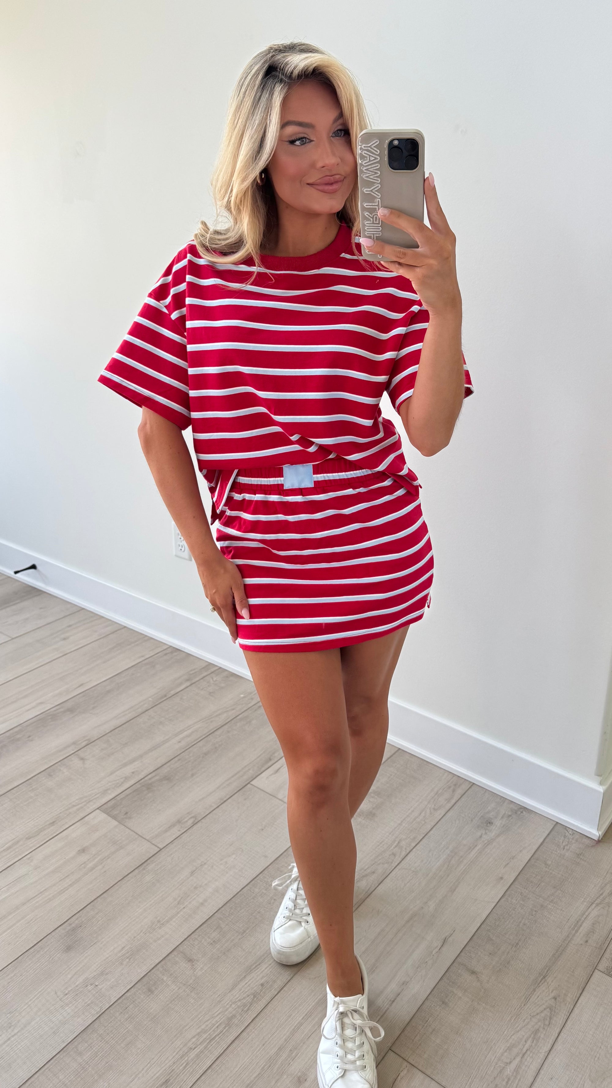 DOCKSIDE STRIPED SKORT SET RED