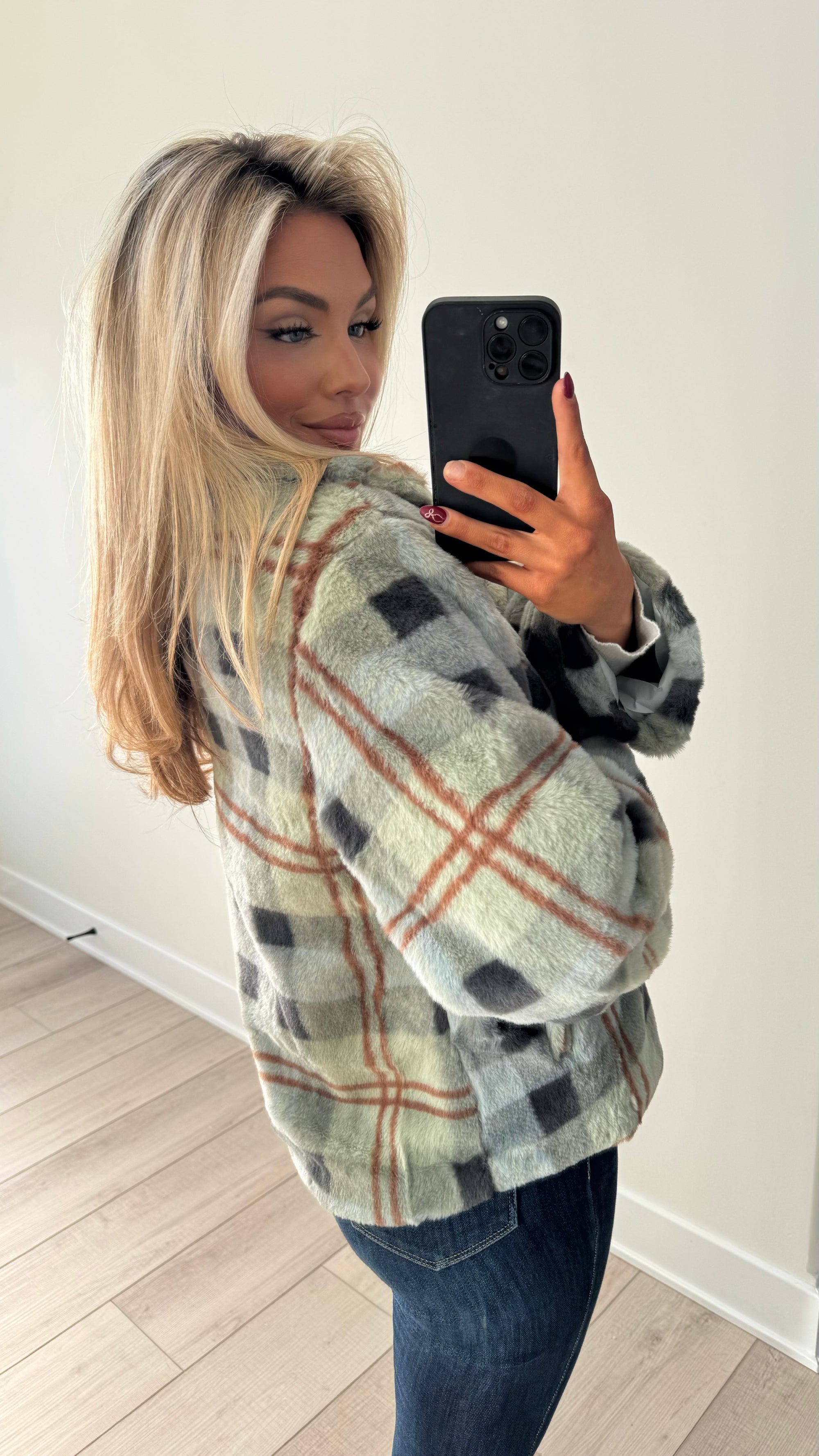 MONT BLANC PLAID FUR COAT