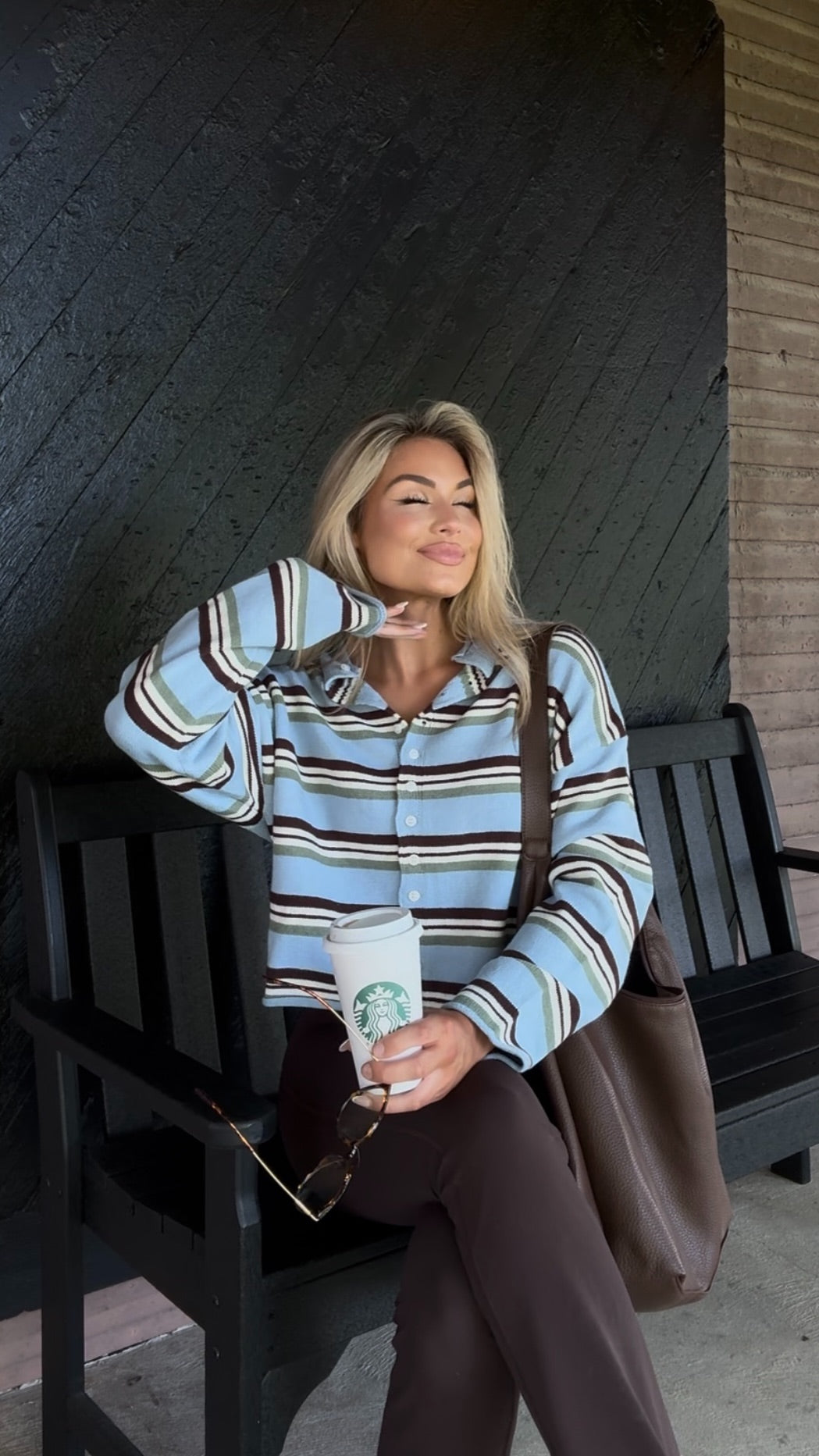 CEDAR MULTI STRIPED CARDIGAN BABY BLUE