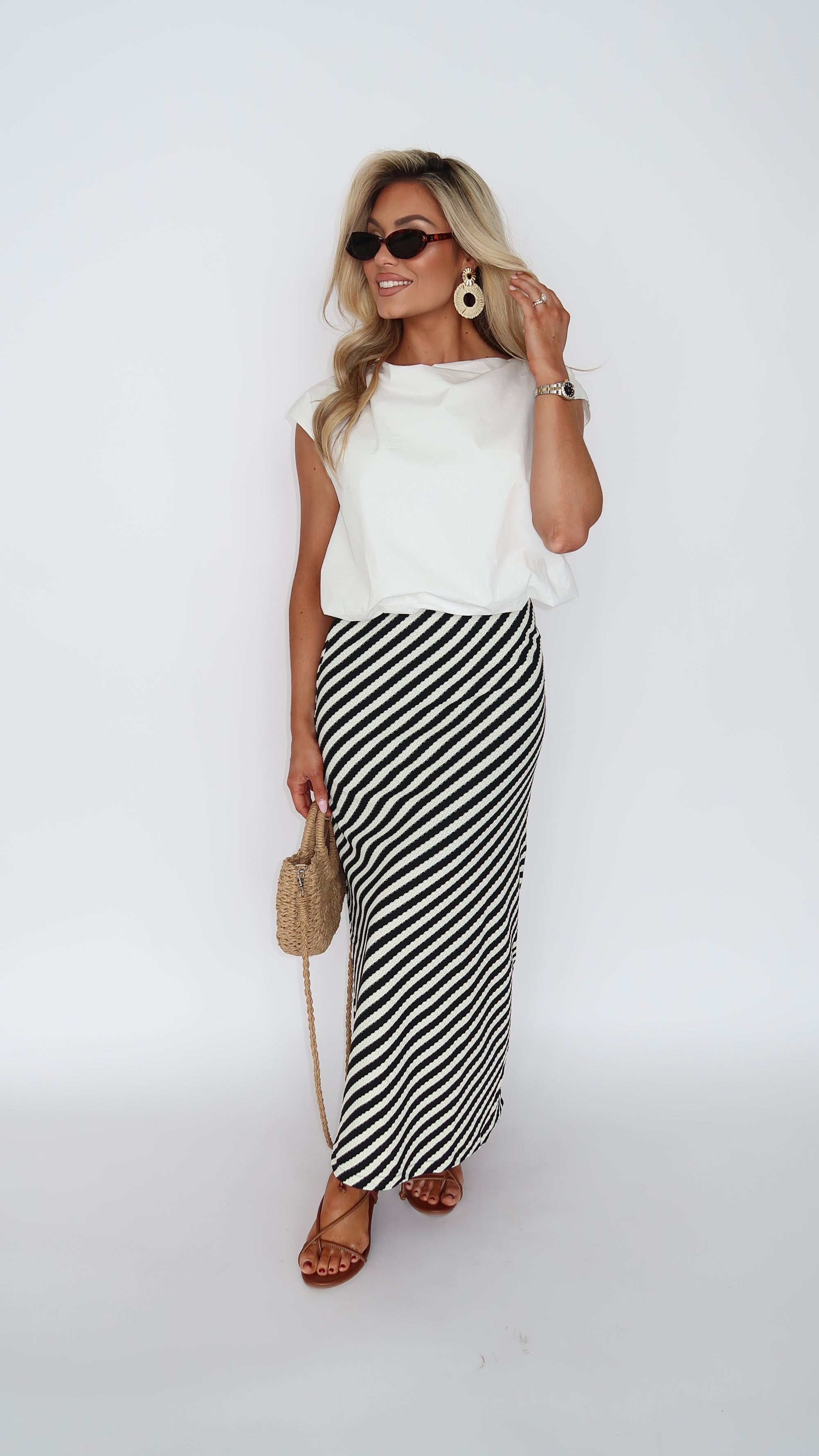 CABANA STRIPED KNITTED SKIRT
