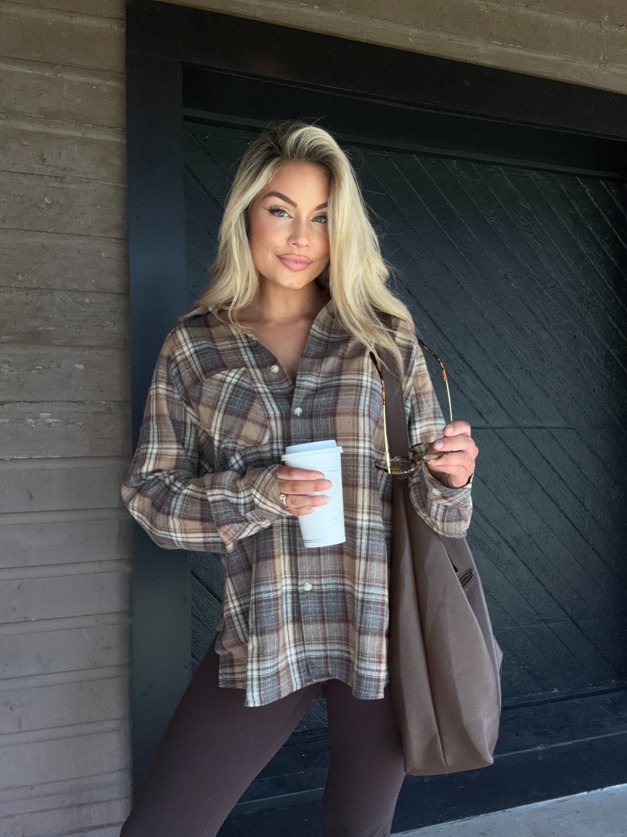 CABELLA OVERSIZED PLAID FLANNEL OAT