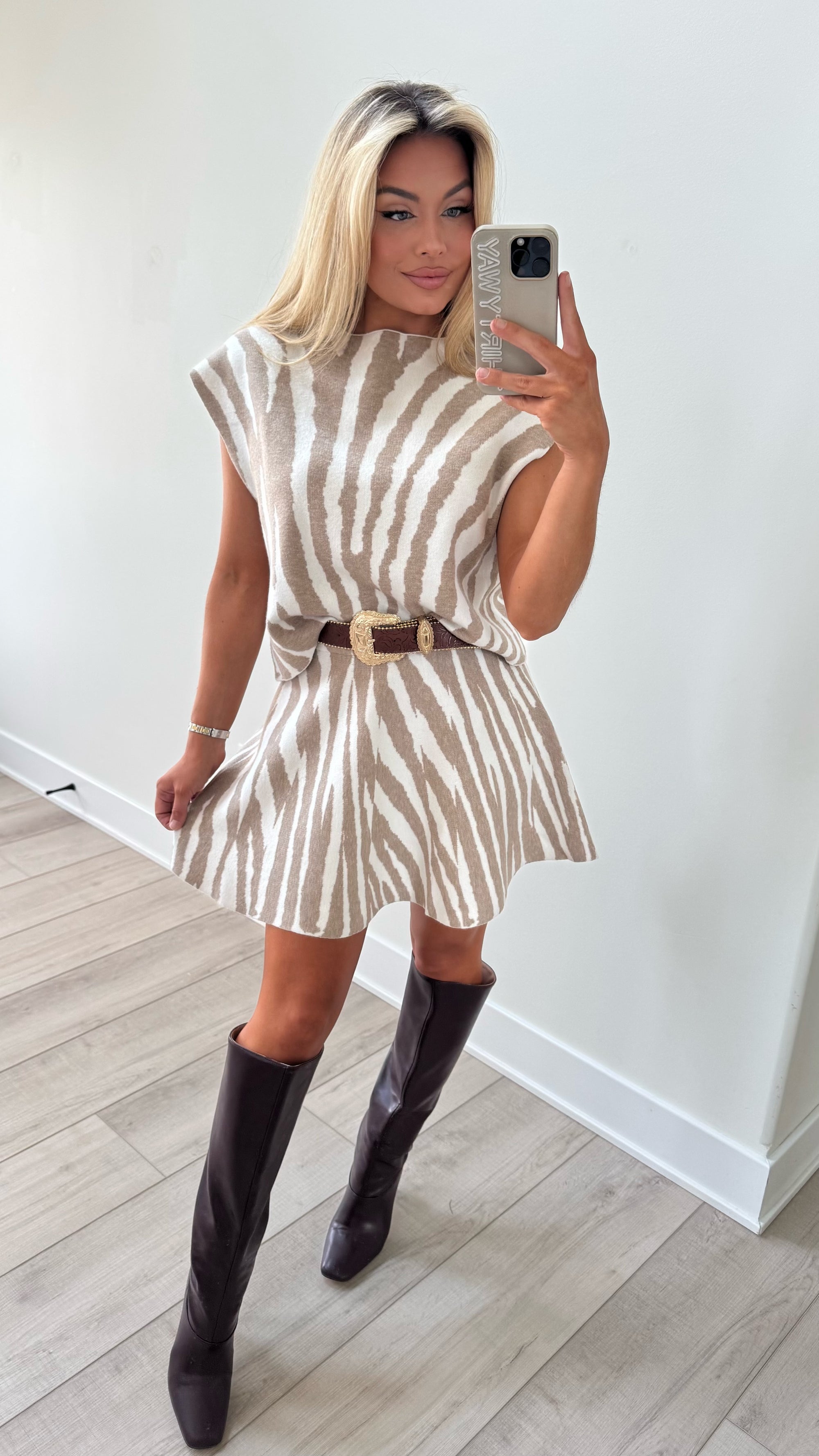 GAMEDAY ZEBRA SKIRT KNIT SET