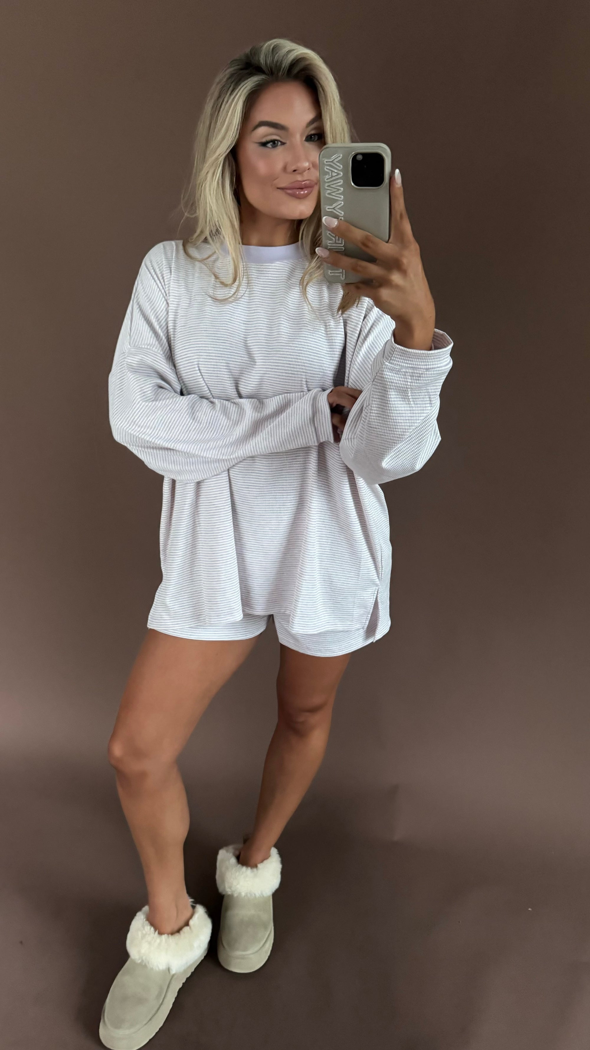 LAKESIDE OVERSIZED STRIPED TOP LAVENDER