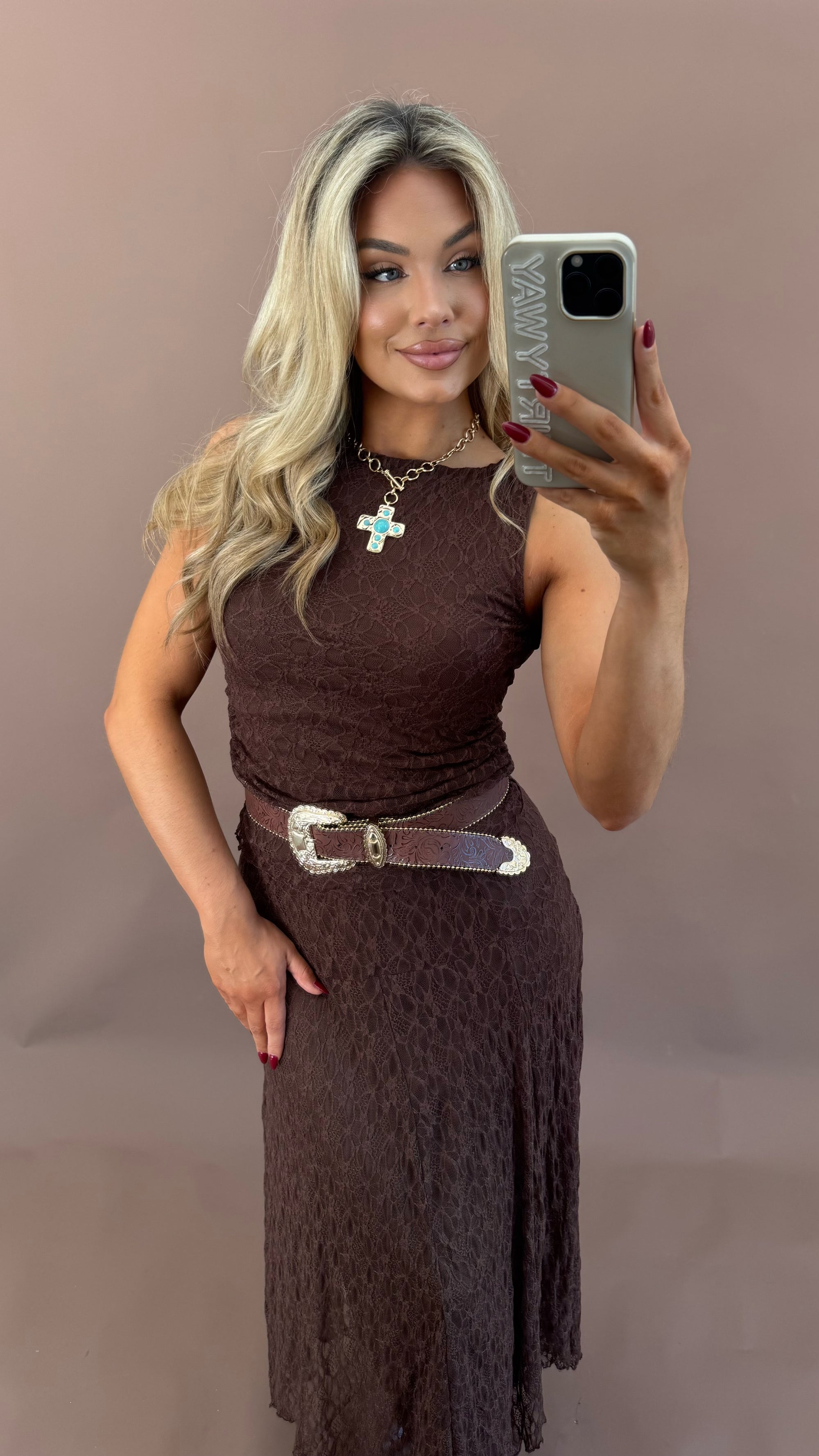 LACE TOP BROWN