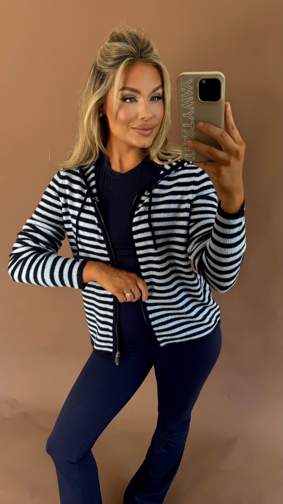 COLD BREW STRIPED ZIP UP NAVY