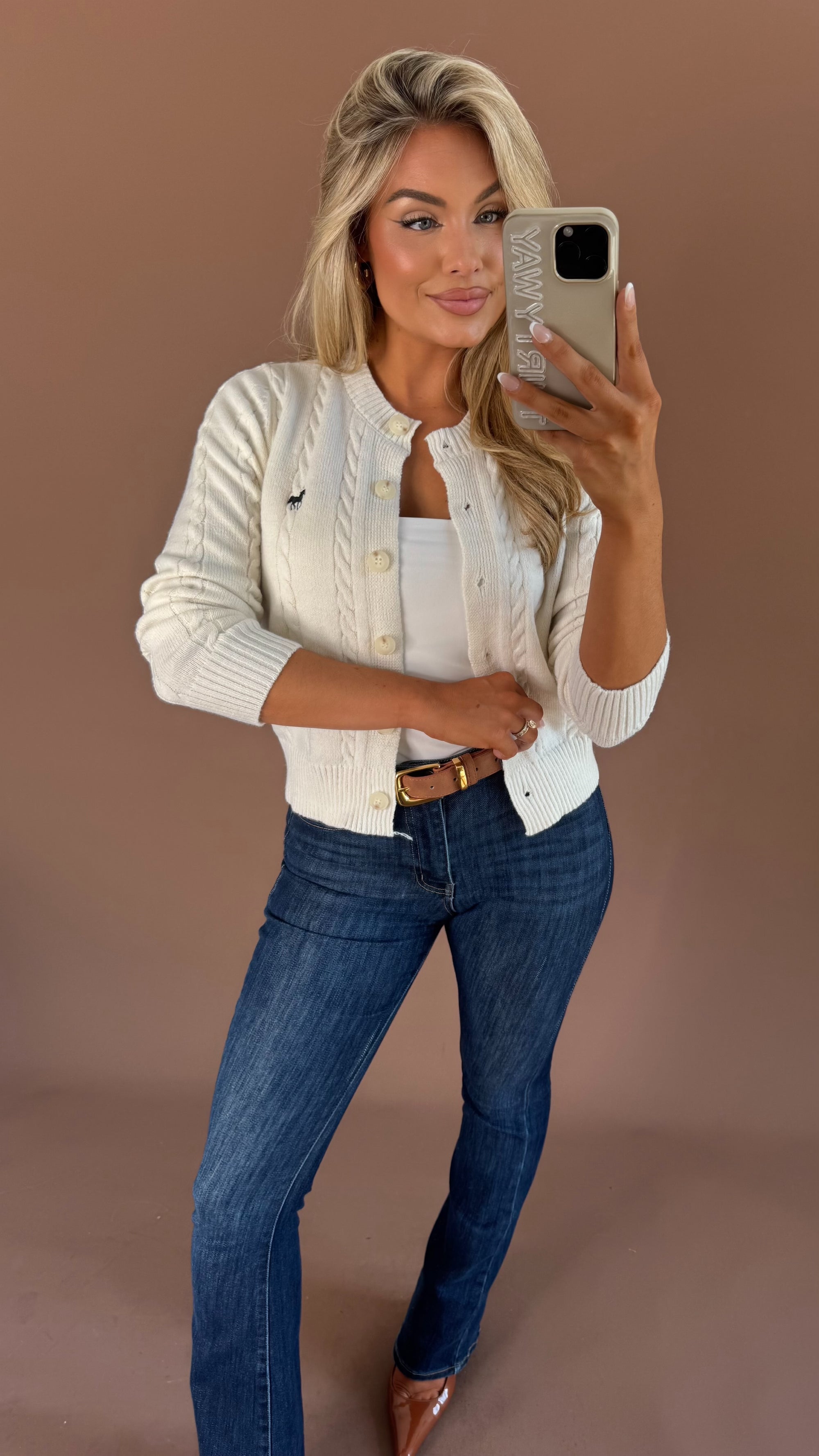 (PRE-ORDER EST SHIP AUG 14th) HARVARD HORSE EMBROIDERED CARDIGAN