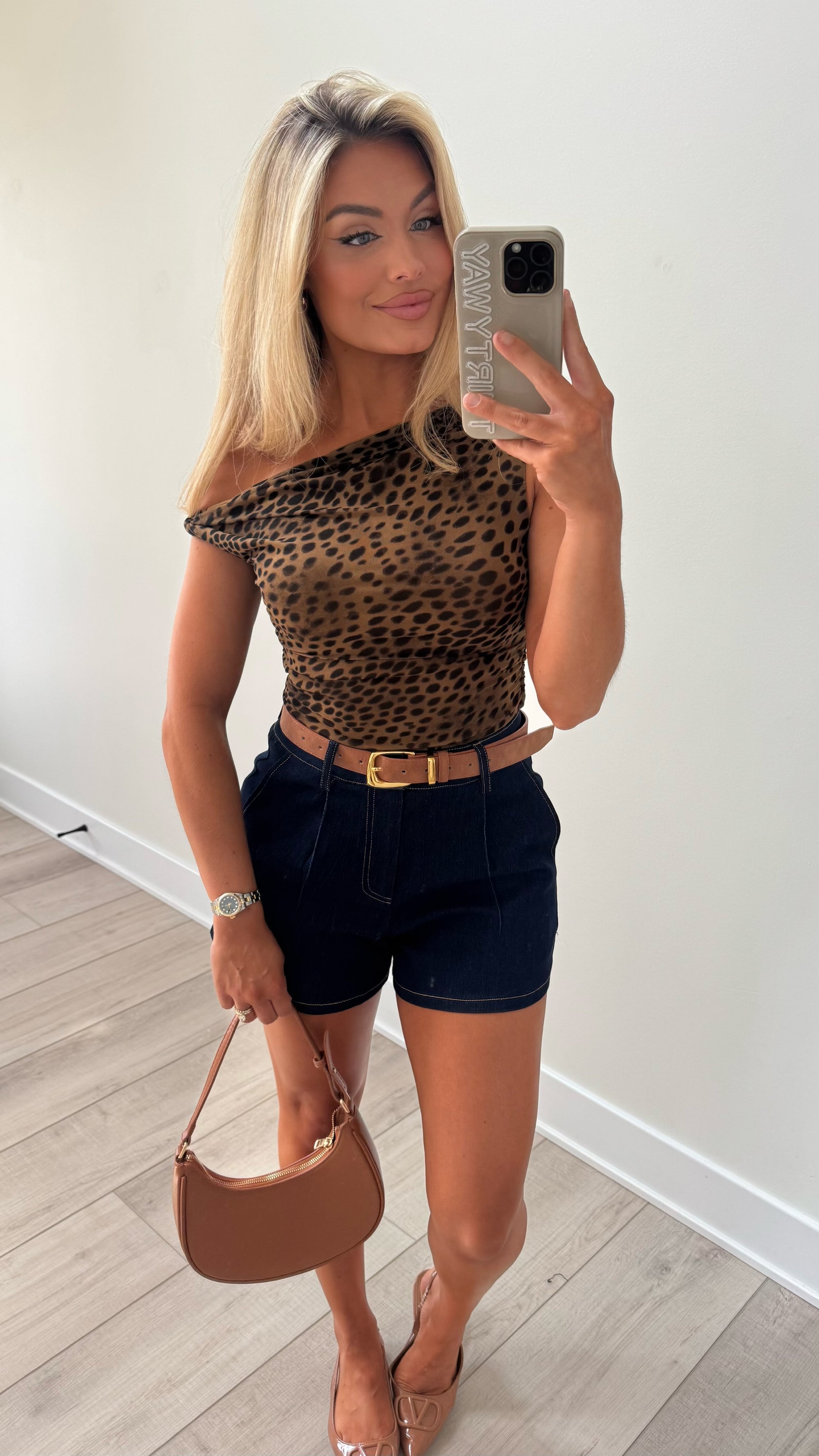 CAIRO LEOPARD RUCHED TOP