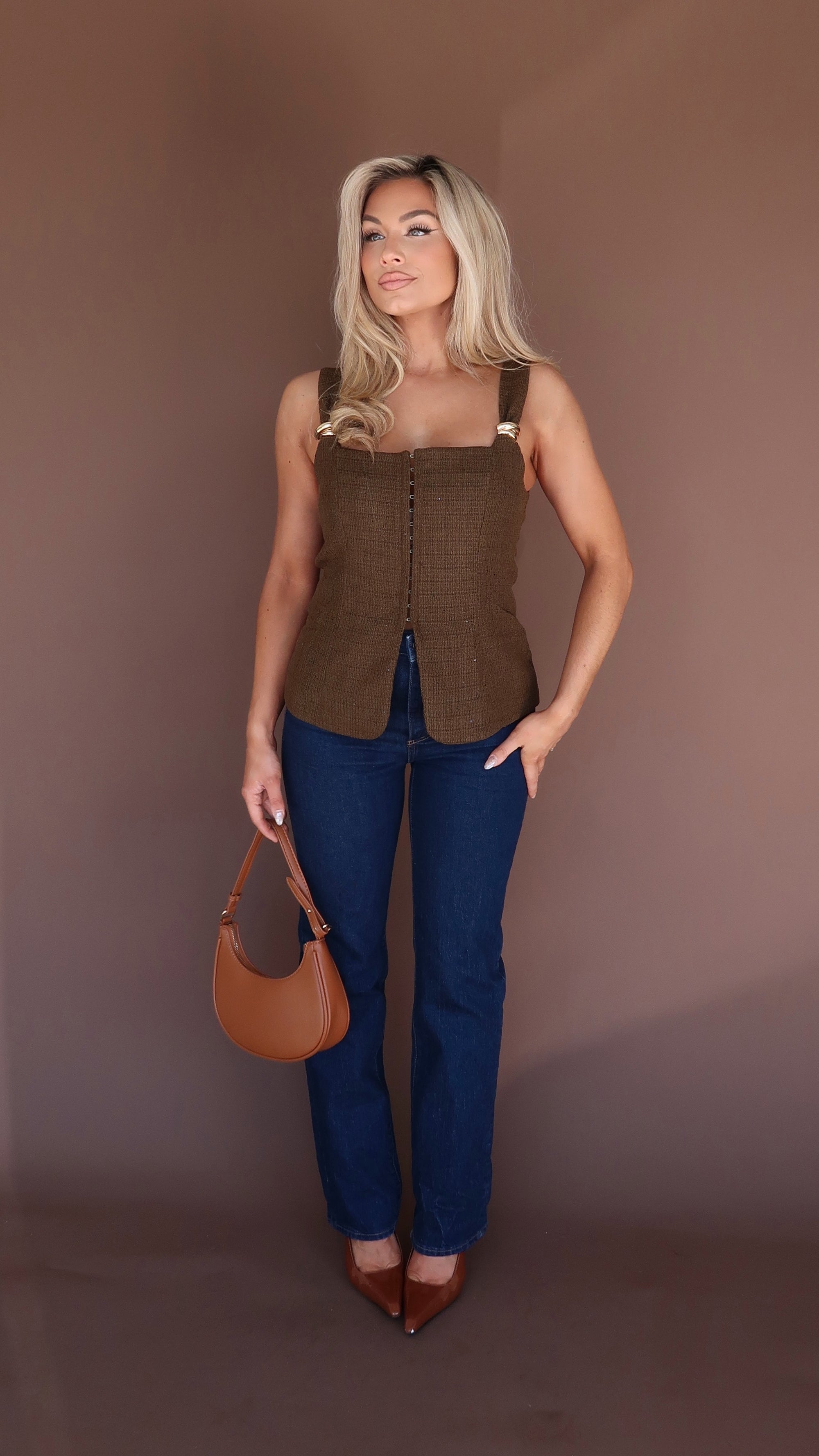 VIENNA TWEED STRUCTURED TOP OLIVE