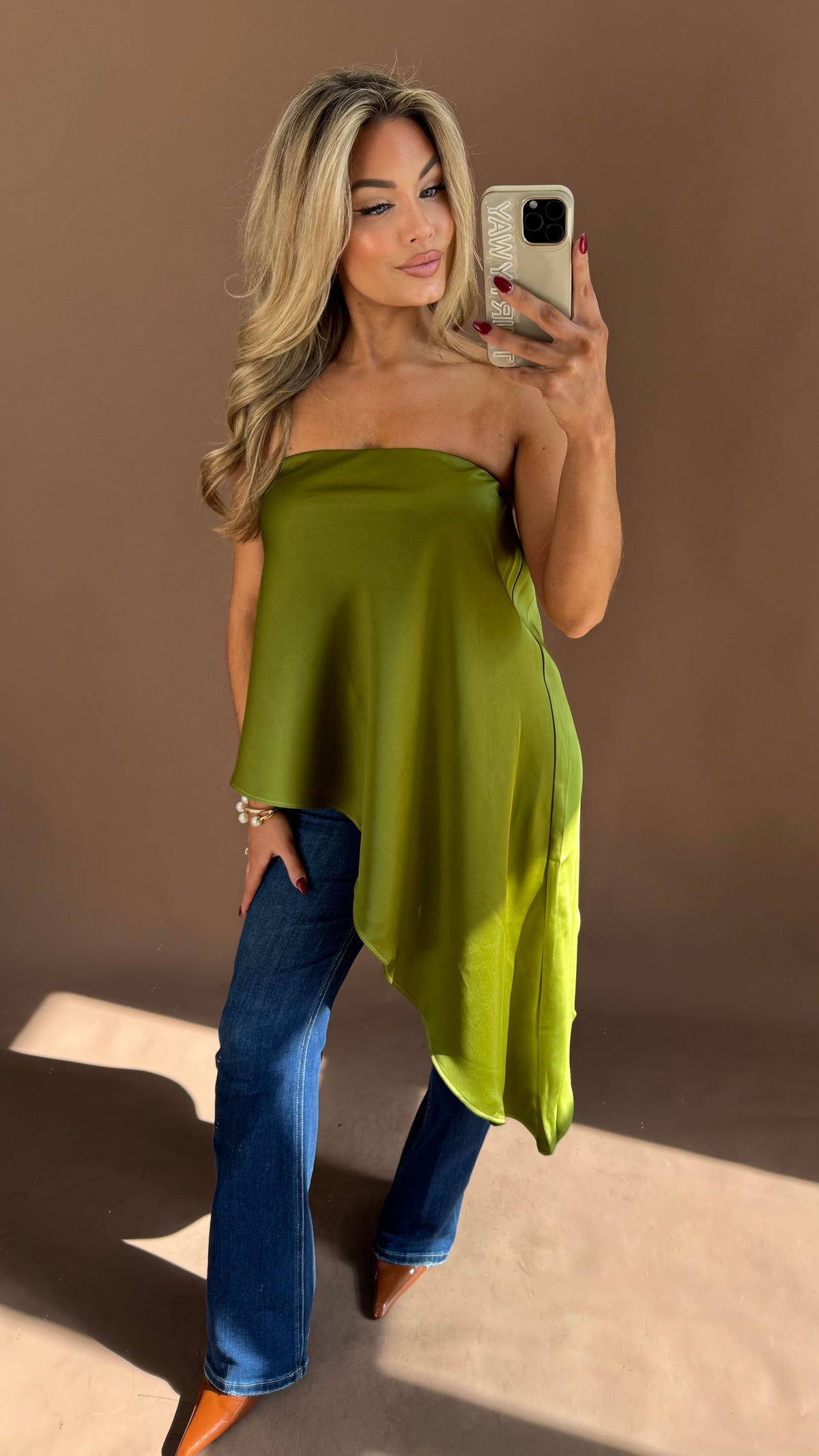 CANDICE STRAPLESS TOP CHARTREUSE