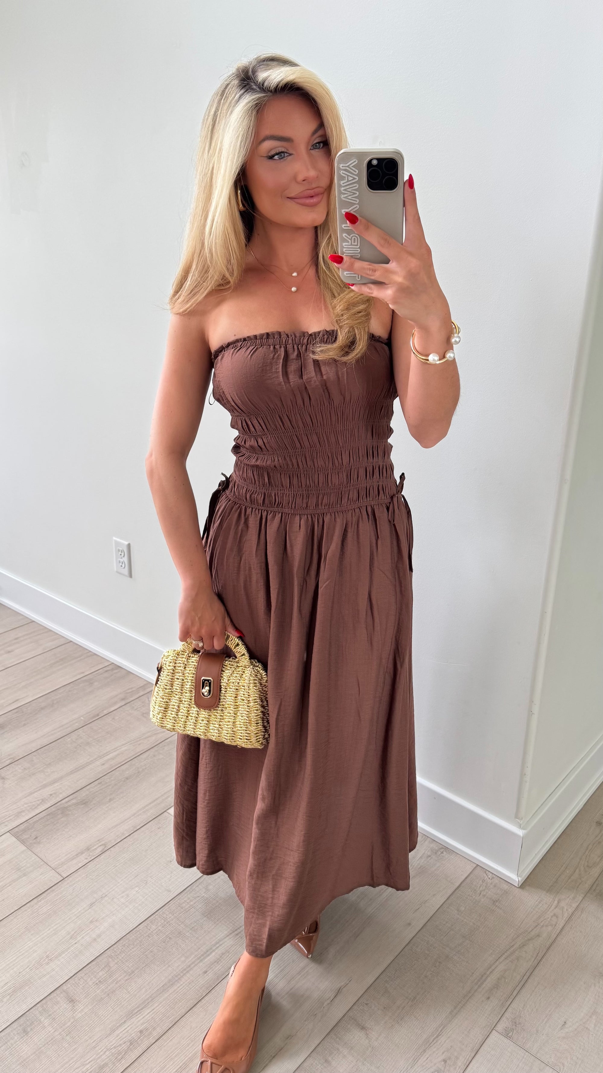 TAWNY STRAPLESS MAXI DRESS