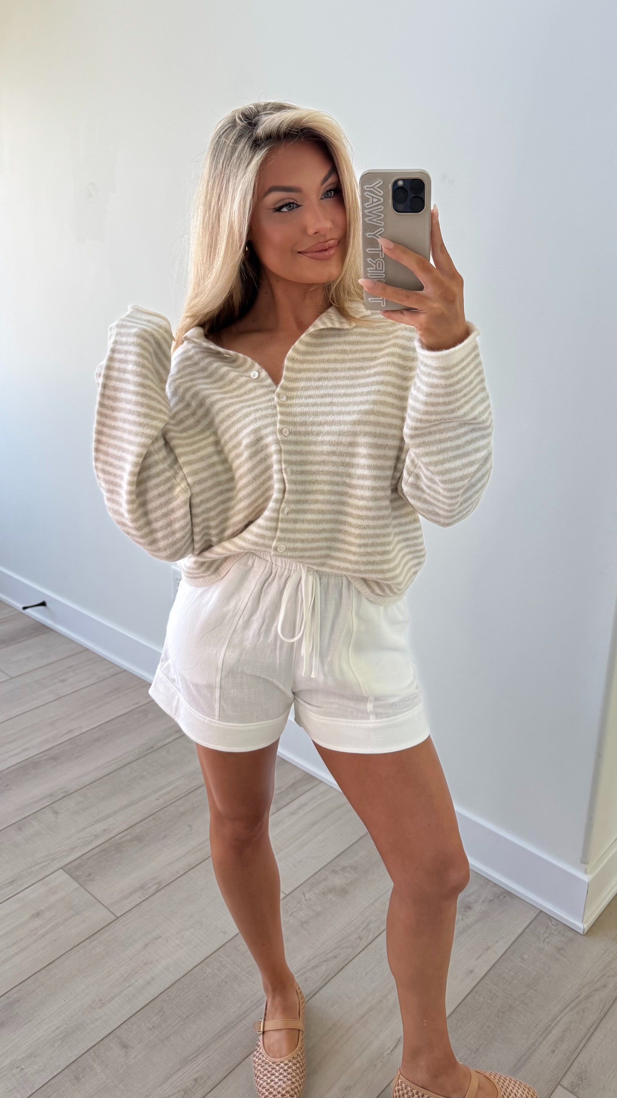 EAST COAST CARDIGAN CREAM/TAUPE