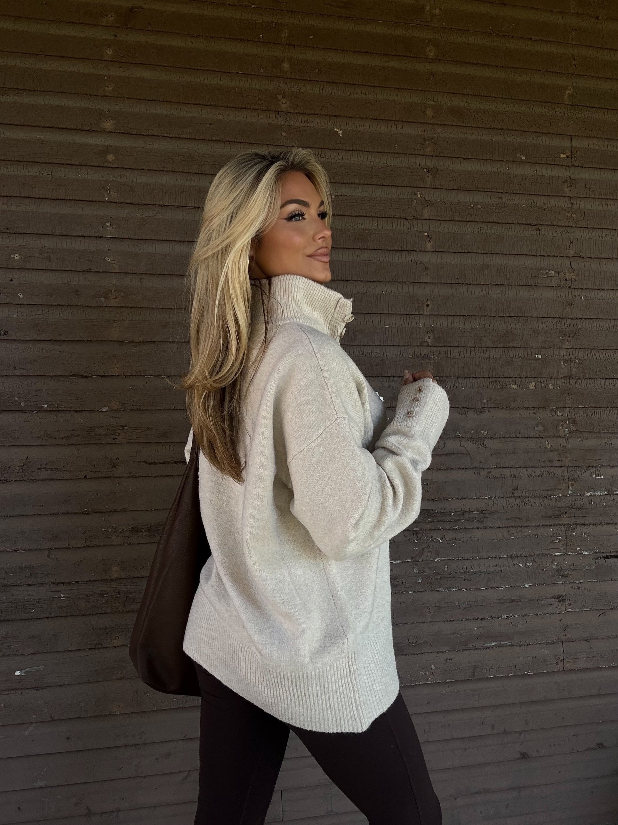 GROVE COLLARD PULLOVER OATMEAL