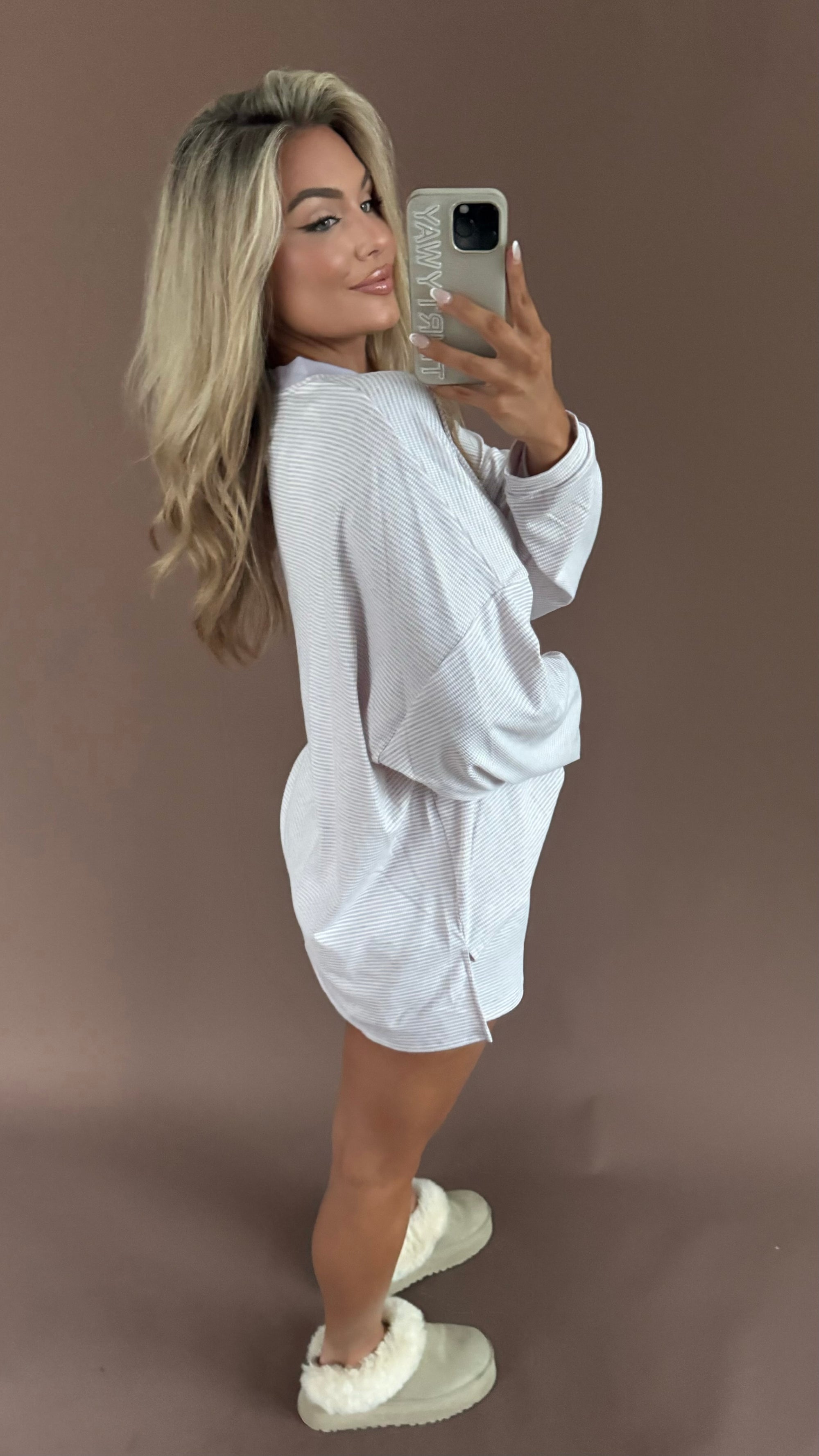 LAKESIDE OVERSIZED STRIPED TOP LAVENDER