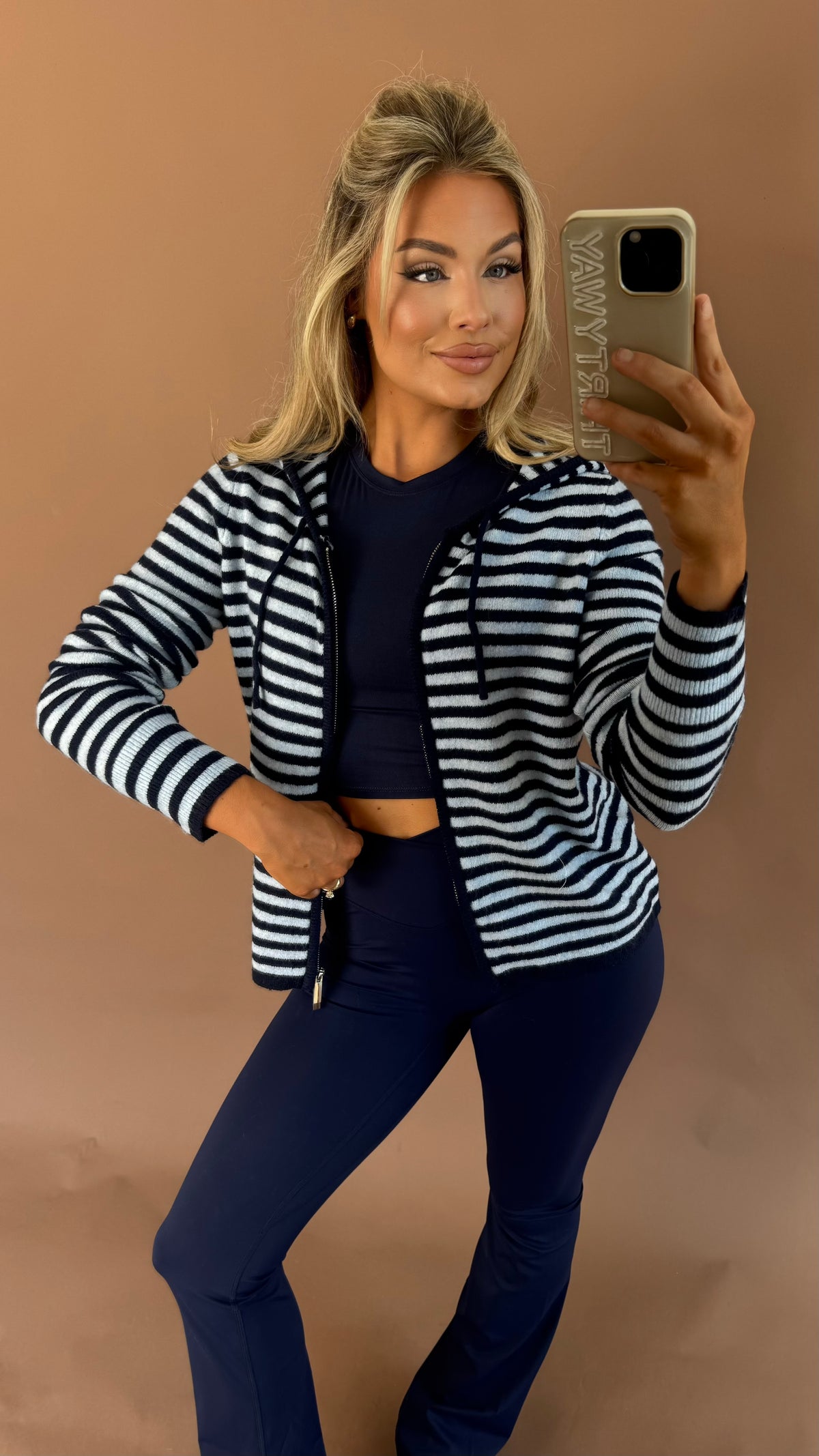 COLD BREW STRIPED ZIP UP NAVY