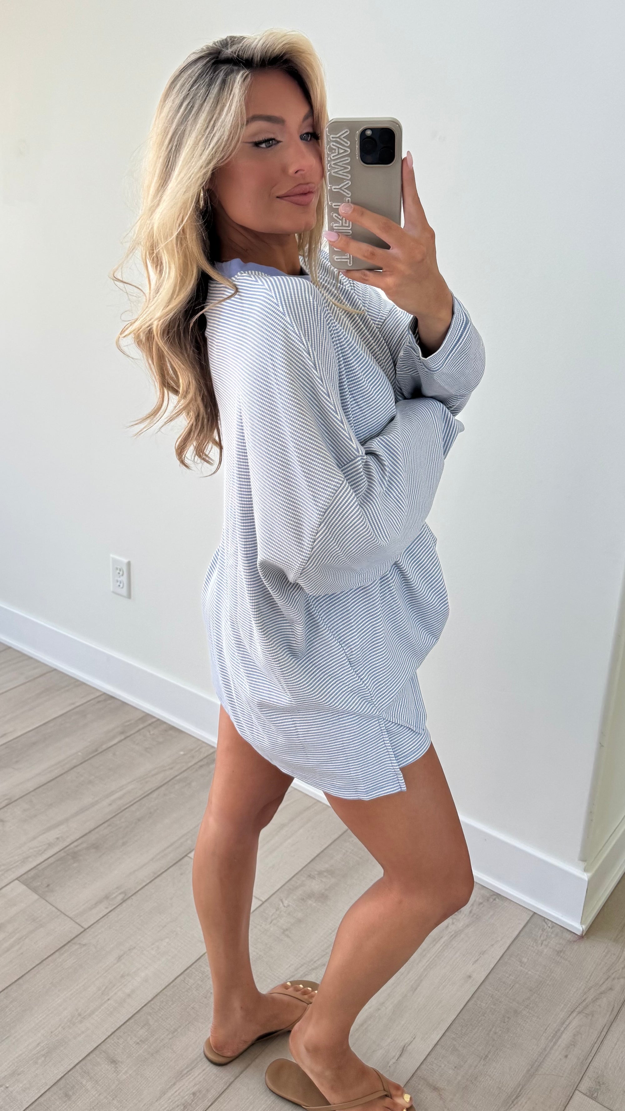 LAKESIDE RIBBED LOUNGE SHORTS PERIWINKLE