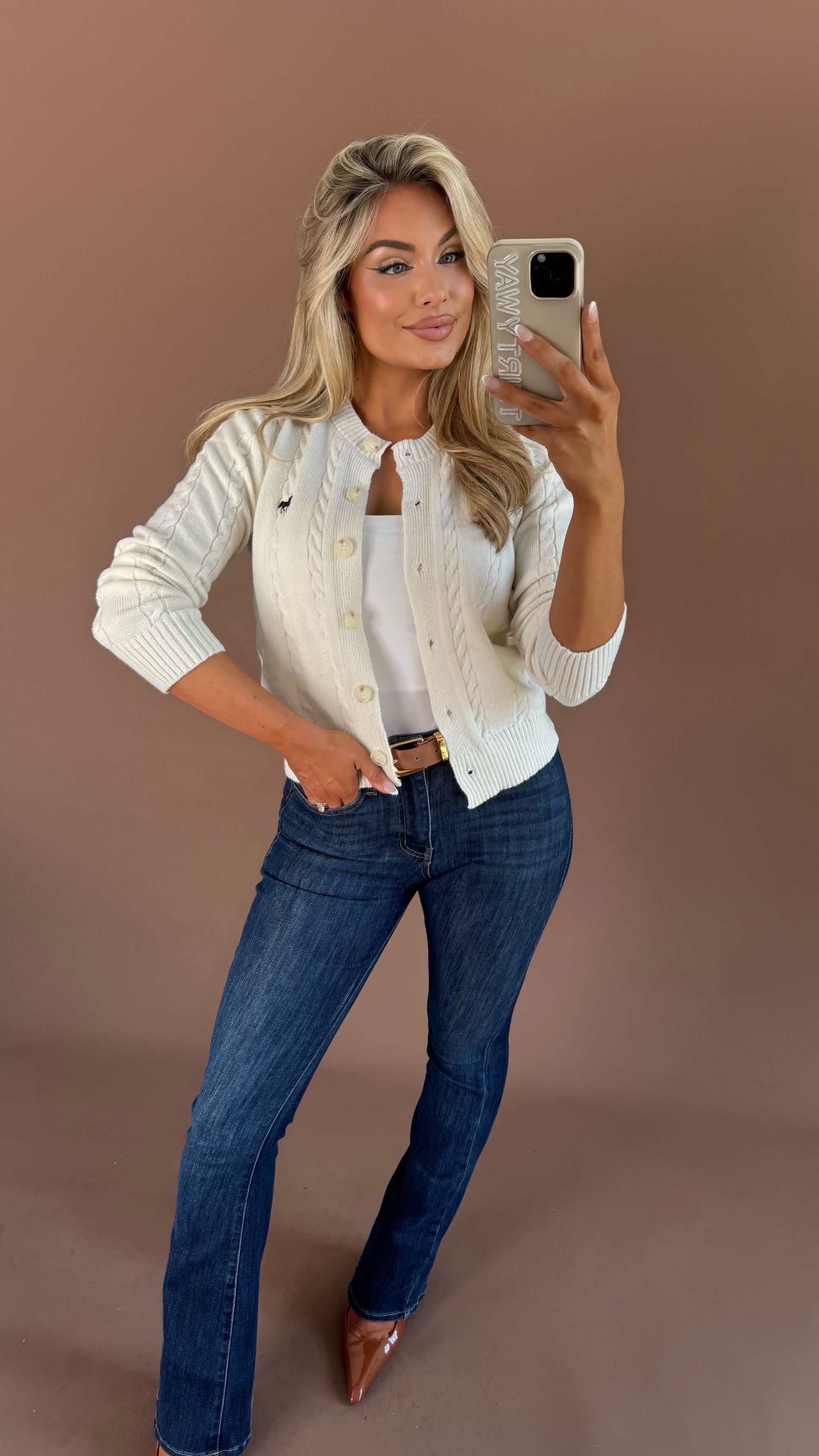 (PRE-ORDER EST SHIP AUG 14th) HARVARD HORSE EMBROIDERED CARDIGAN