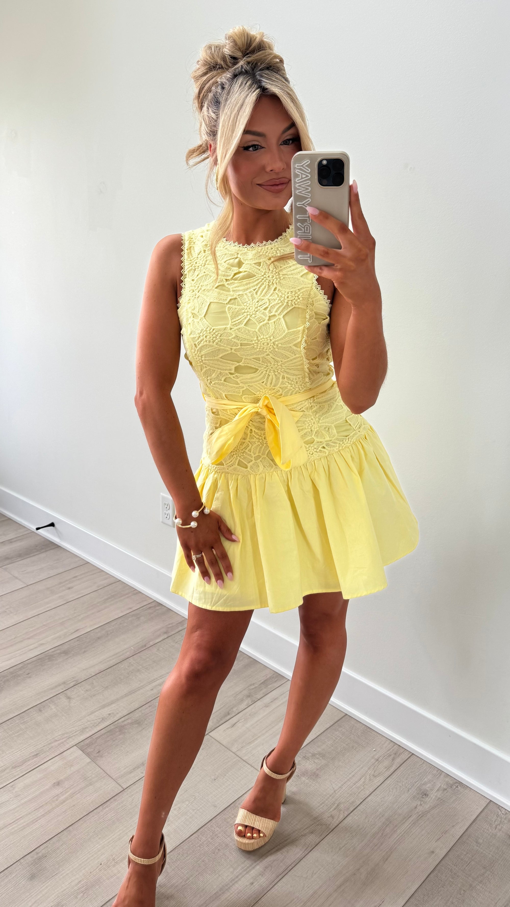 PALM BAY CROCHET FLORAL MINI DRESS